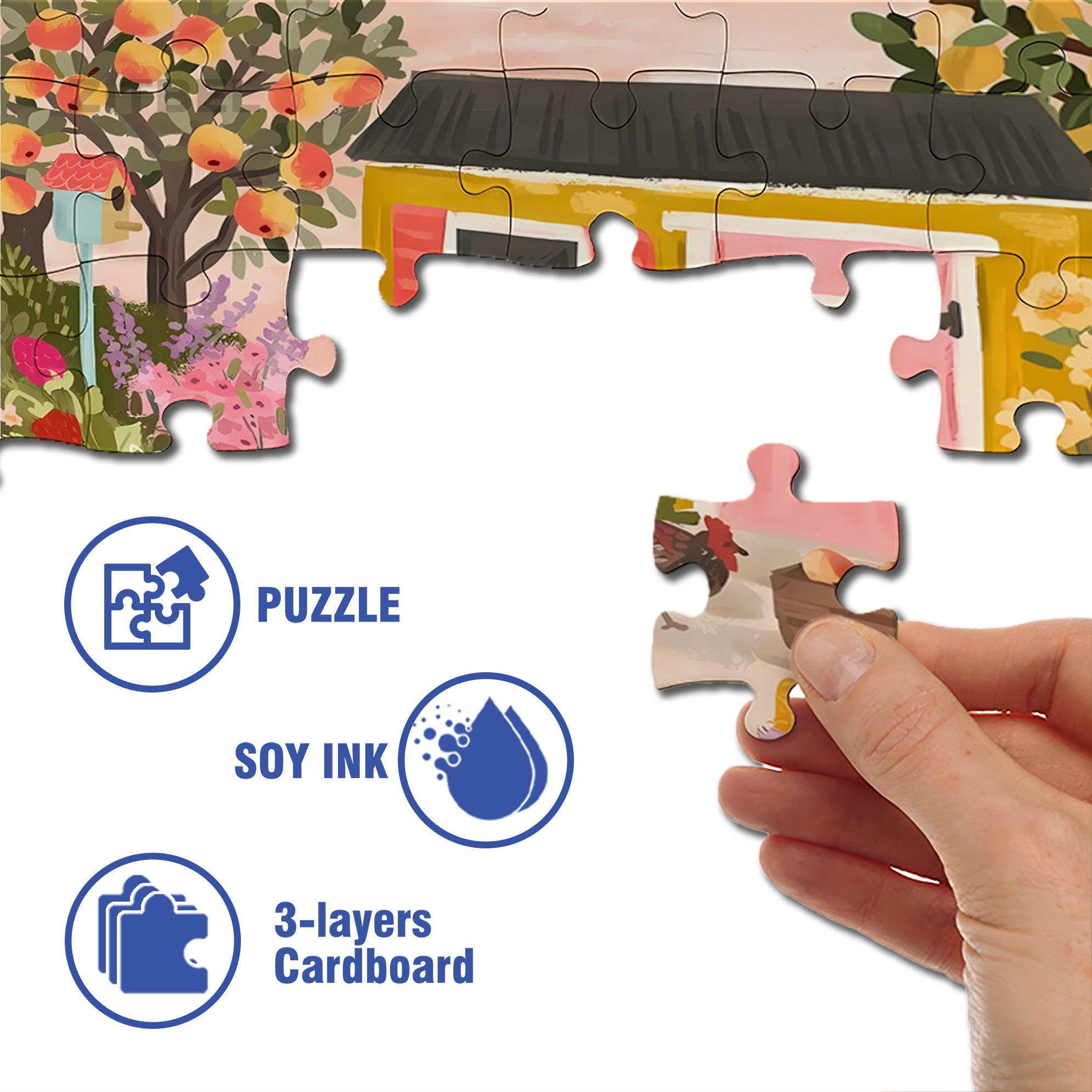 Chicken Paradise 500pcs/1000pcs Jigsaw Puzzle, Scratch-Resistant, Interactive Family Game & Brain-Boosting DIY Decor, Perfect for Halloween, Christmas & New Year Gifts, Family Puzzle Game