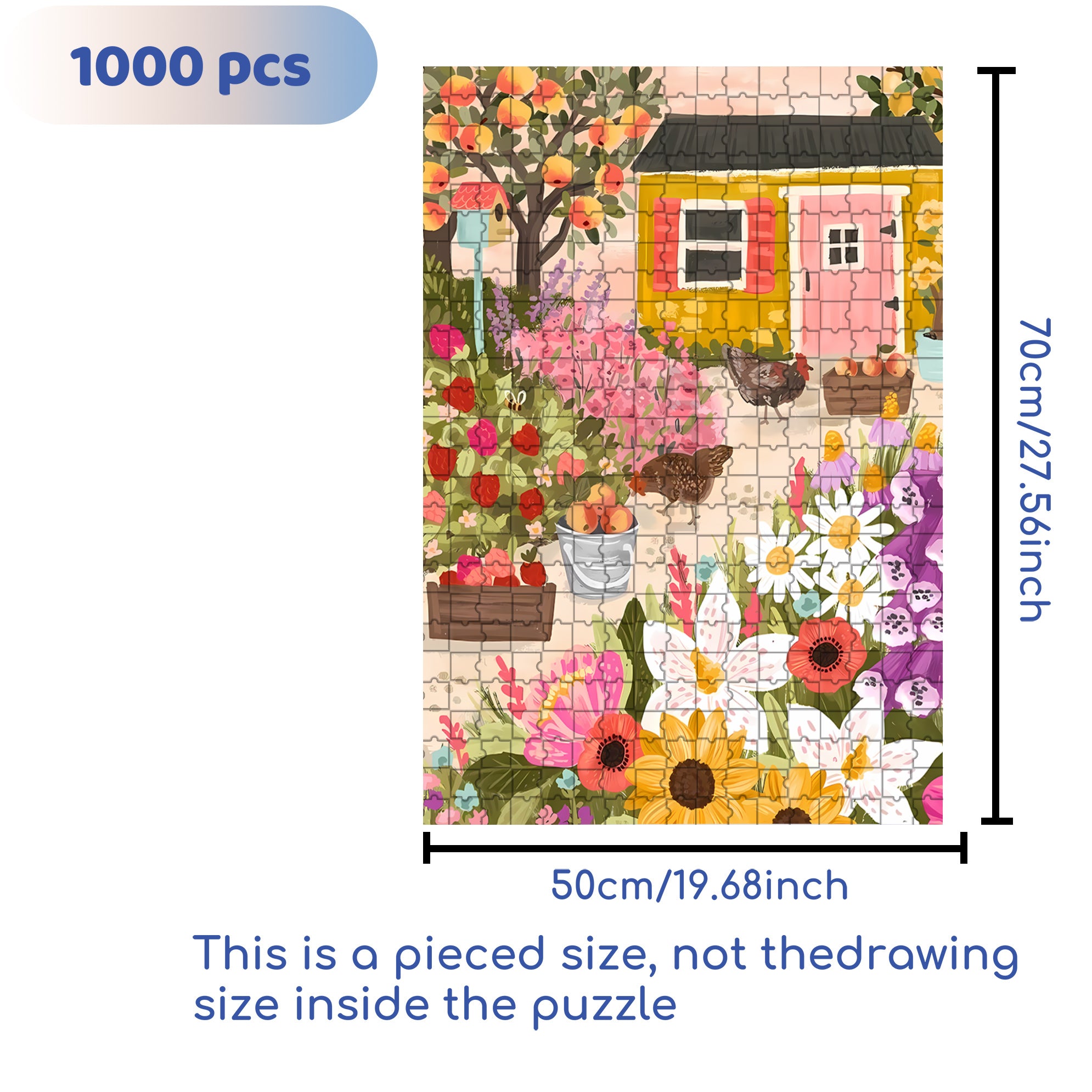 Chicken Paradise 500pcs/1000pcs Jigsaw Puzzle, Scratch-Resistant, Interactive Family Game & Brain-Boosting DIY Decor, Perfect for Halloween, Christmas & New Year Gifts, Family Puzzle Game