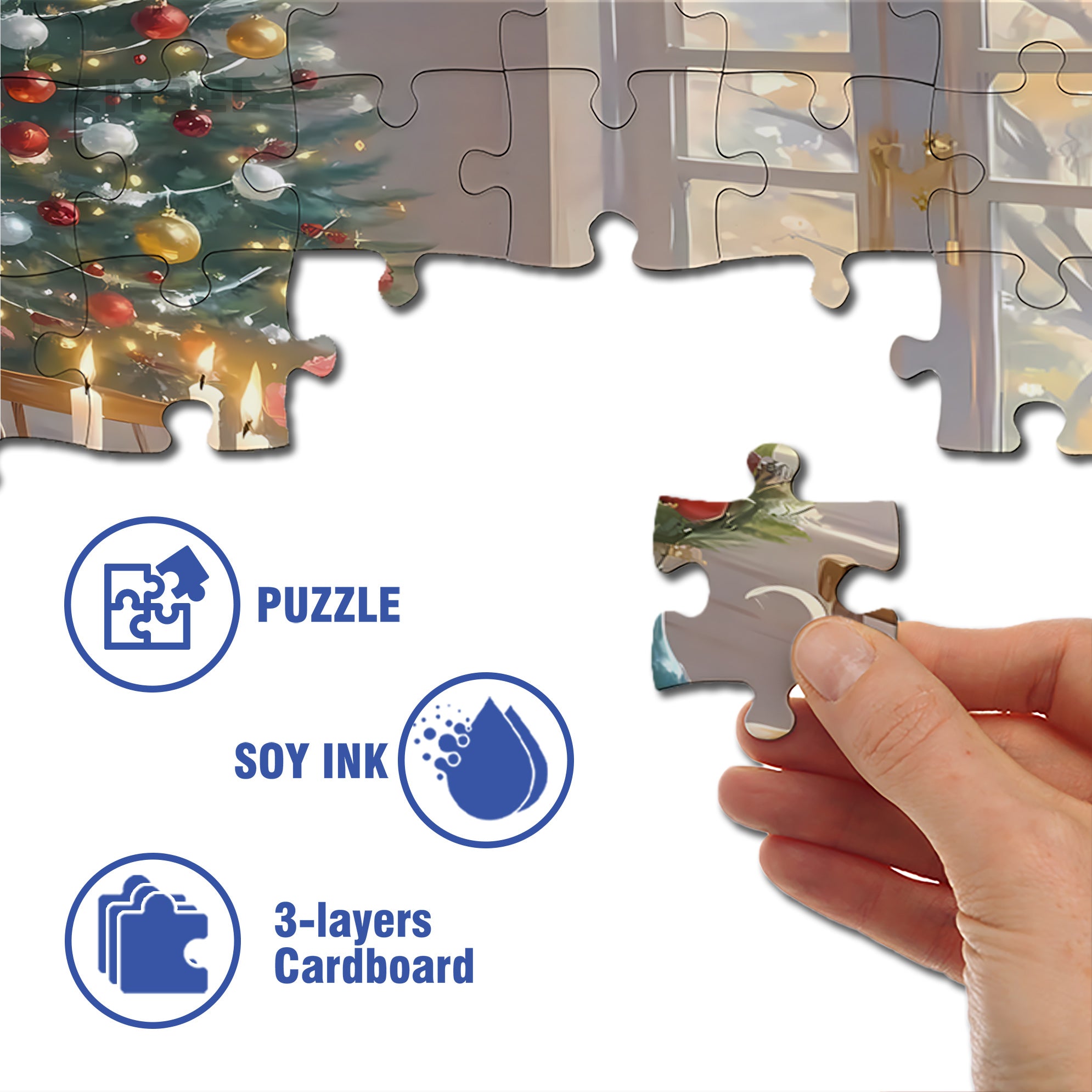 Christmas Dinner 500pcs/1000pcs Jigsaw Puzzle, Scratch-Resistant, Interactive Family Game & Brain-Boosting DIY Decor, Perfect for Halloween, Christmas & New Year Gifts, Family Puzzle Game