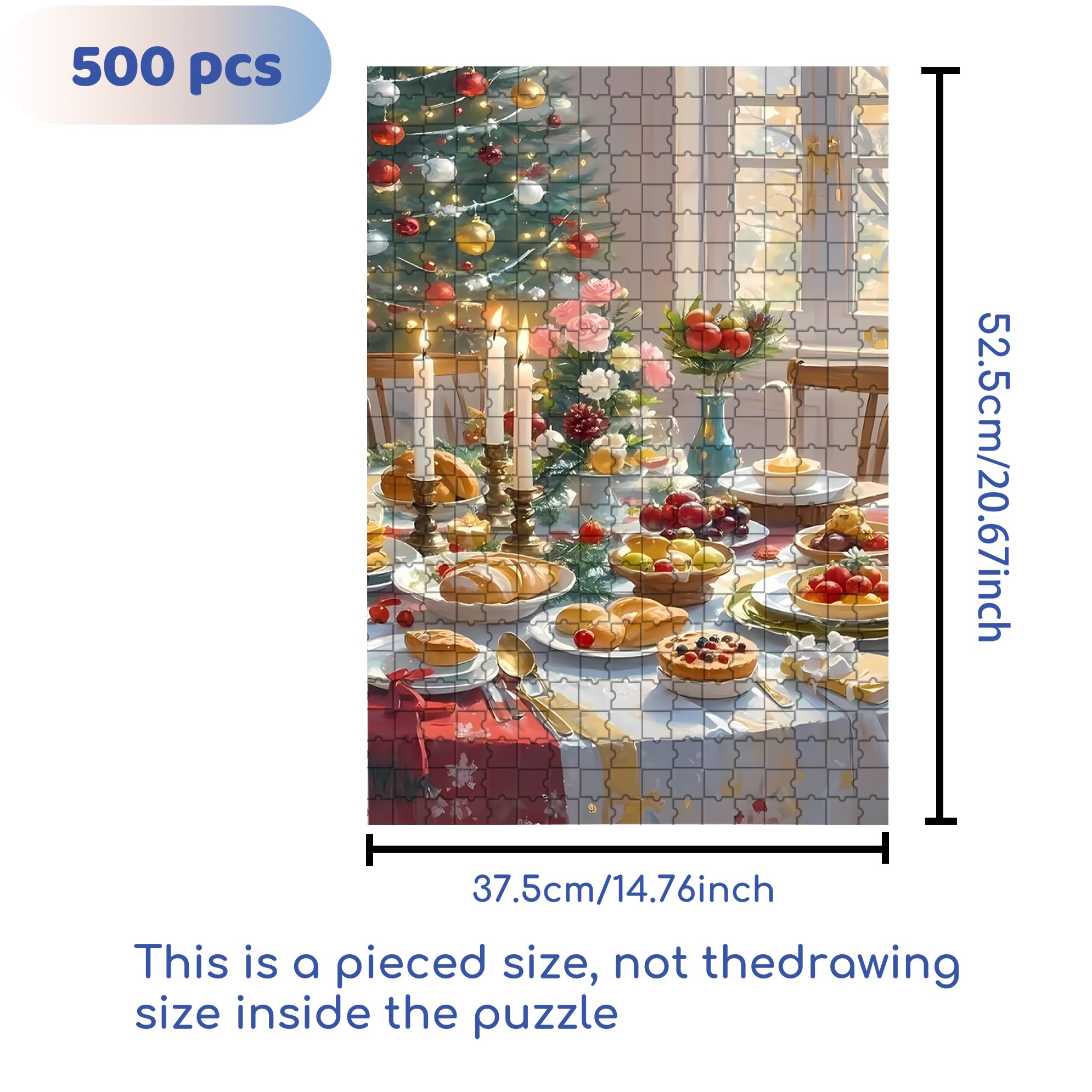 Christmas Dinner 500pcs/1000pcs Jigsaw Puzzle, Scratch-Resistant, Interactive Family Game & Brain-Boosting DIY Decor, Perfect for Halloween, Christmas & New Year Gifts, Family Puzzle Game