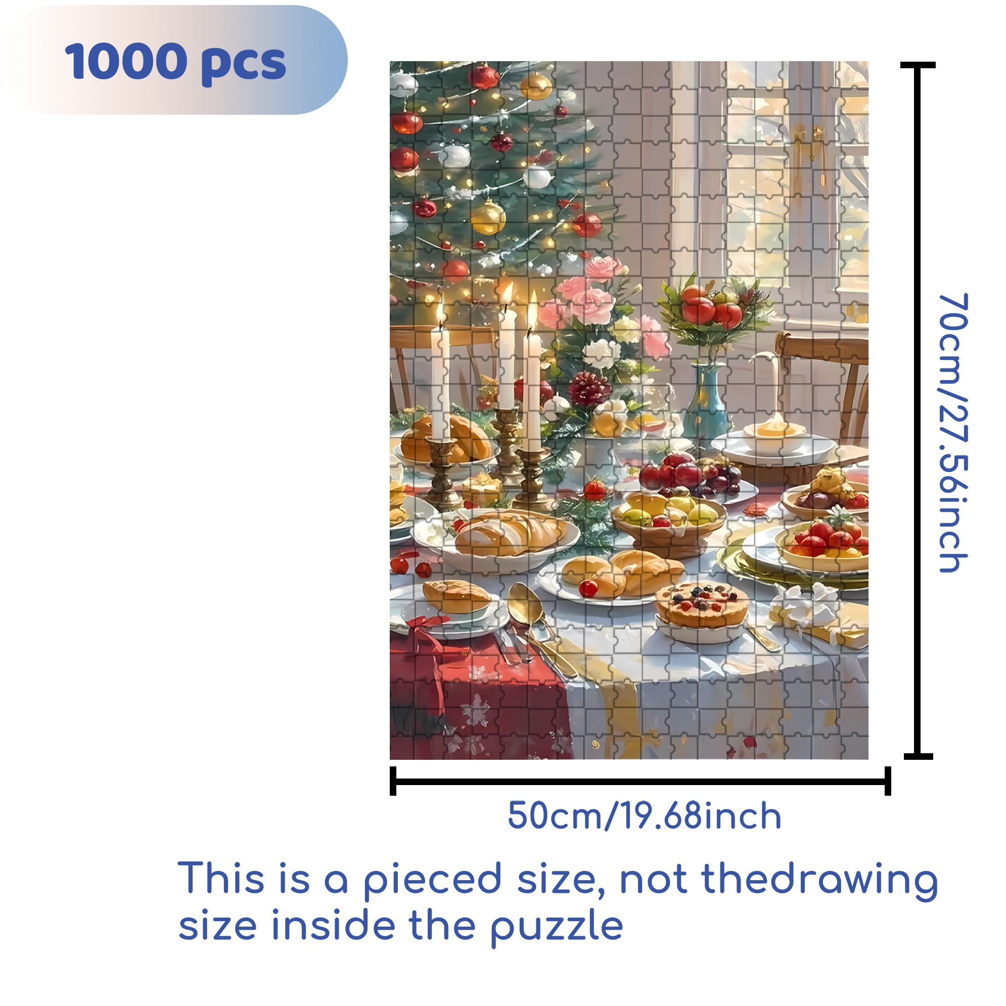 Christmas Dinner 500pcs/1000pcs Jigsaw Puzzle, Scratch-Resistant, Interactive Family Game & Brain-Boosting DIY Decor, Perfect for Halloween, Christmas & New Year Gifts, Family Puzzle Game
