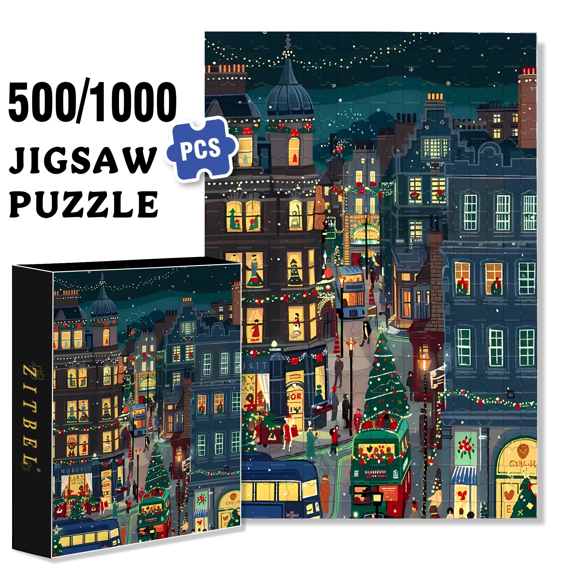 Christmas Eve In Storybrooke 500pcs/1000pcs Jigsaw Puzzle, Scratch-Resistant, Interactive Family Game & Brain-Boosting DIY Decor, Perfect for Halloween, Christmas & New Year Gifts, Family Puzzle Game