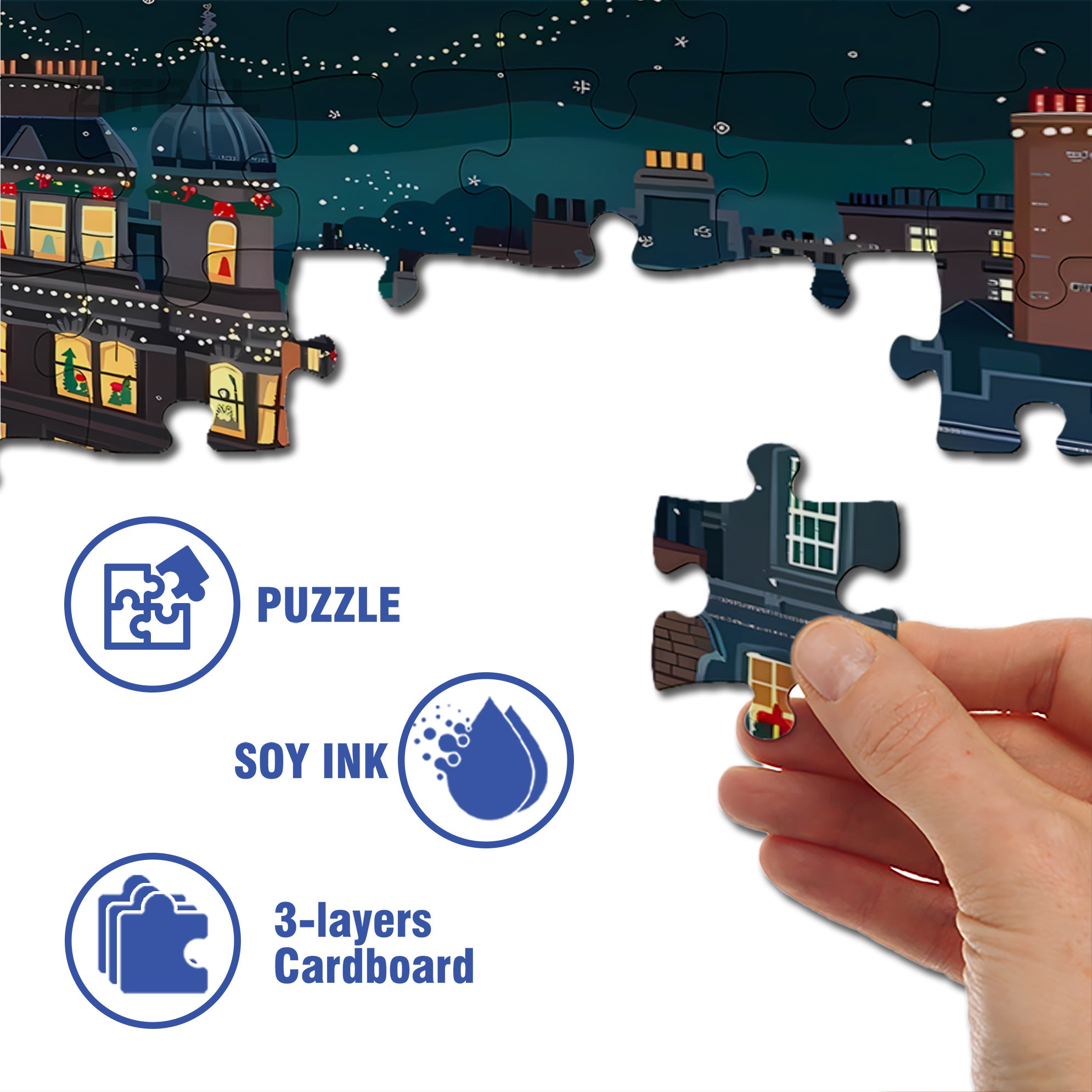 Christmas Eve In Storybrooke 500pcs/1000pcs Jigsaw Puzzle, Scratch-Resistant, Interactive Family Game & Brain-Boosting DIY Decor, Perfect for Halloween, Christmas & New Year Gifts, Family Puzzle Game