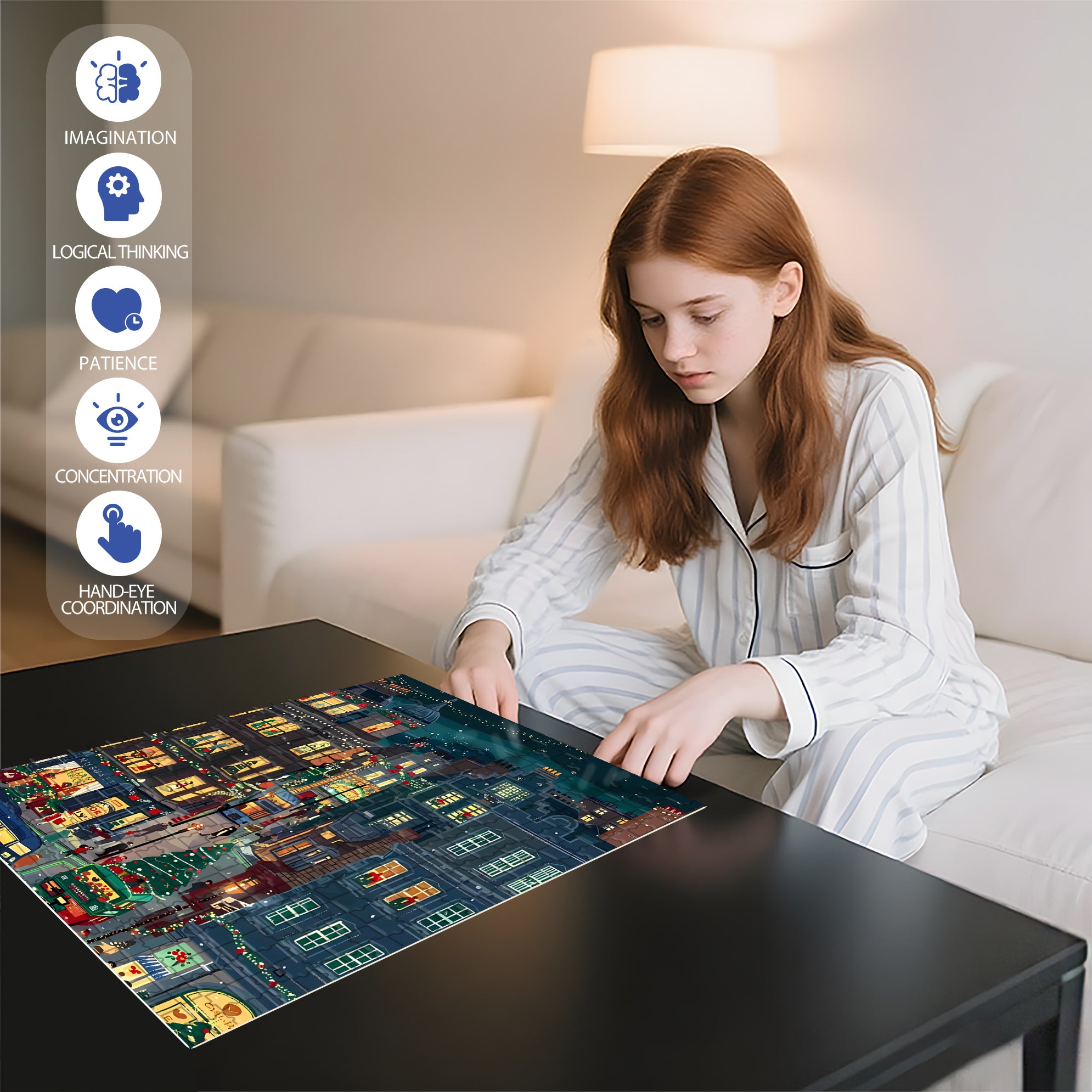 Christmas Eve In Storybrooke 500pcs/1000pcs Jigsaw Puzzle, Scratch-Resistant, Interactive Family Game & Brain-Boosting DIY Decor, Perfect for Halloween, Christmas & New Year Gifts, Family Puzzle Game