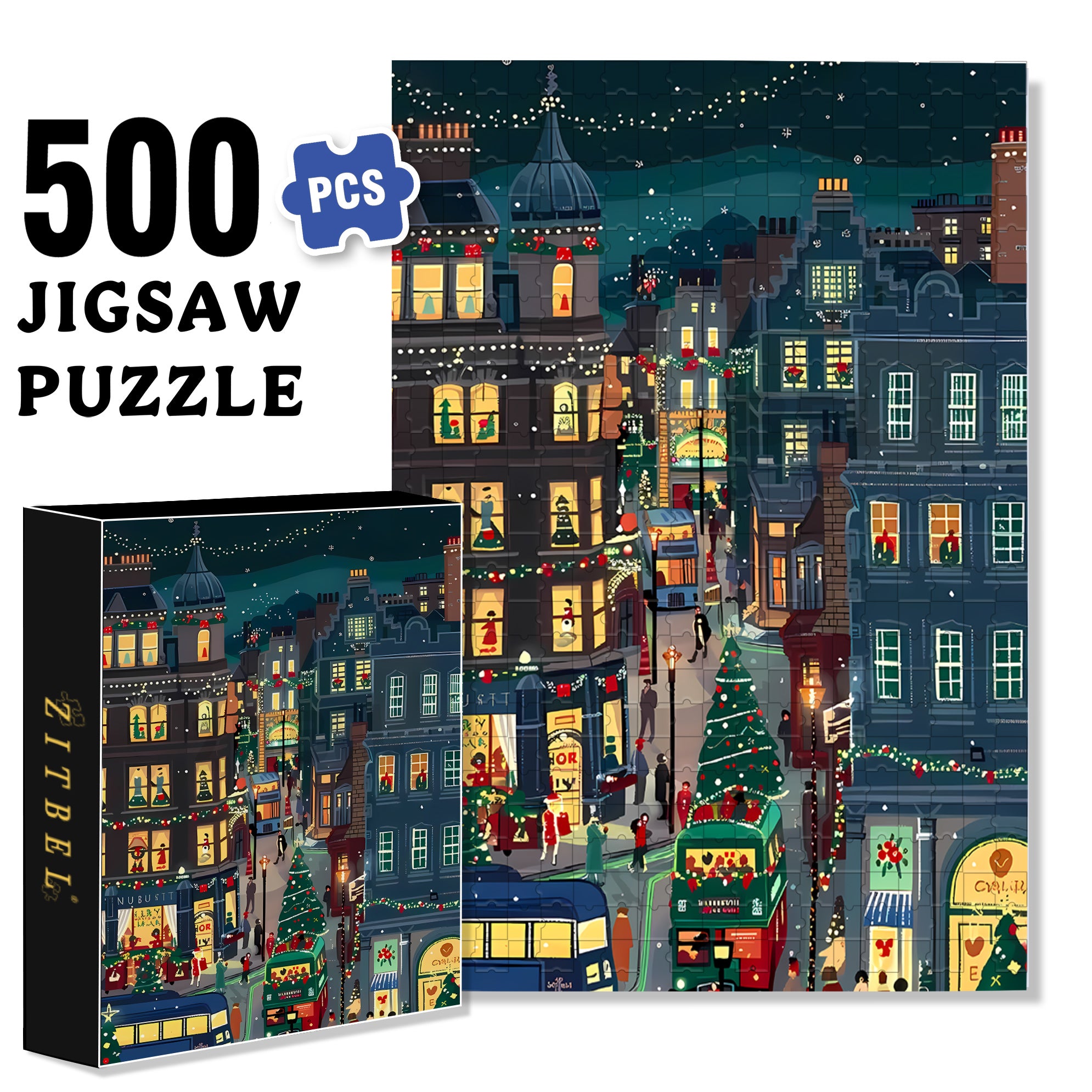 Christmas Eve In Storybrooke 500pcs/1000pcs Jigsaw Puzzle, Scratch-Resistant, Interactive Family Game & Brain-Boosting DIY Decor, Perfect for Halloween, Christmas & New Year Gifts, Family Puzzle Game