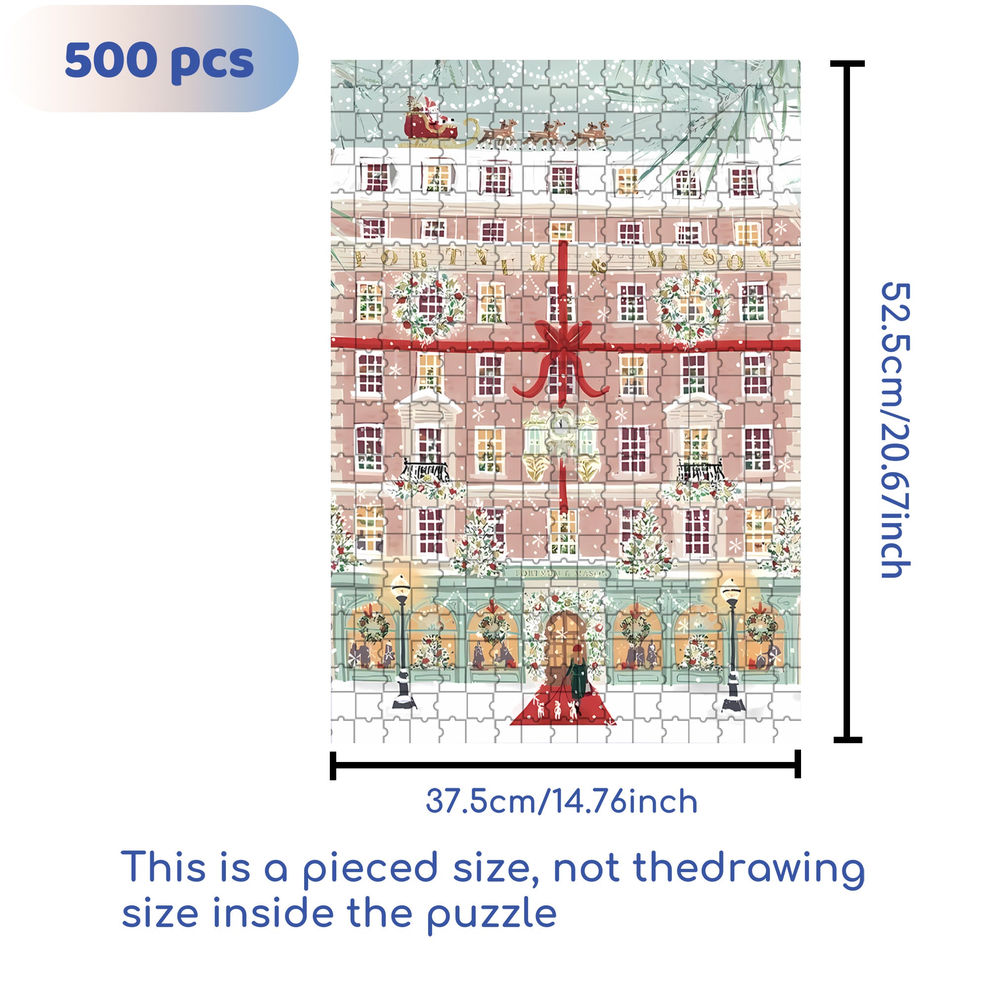 Christmas Hotel 500pcs/1000pcs Jigsaw Puzzle, Scratch-Resistant, Interactive Family Game & Brain-Boosting DIY Decor, Perfect for Halloween, Christmas & New Year Gifts, Family Puzzle Game