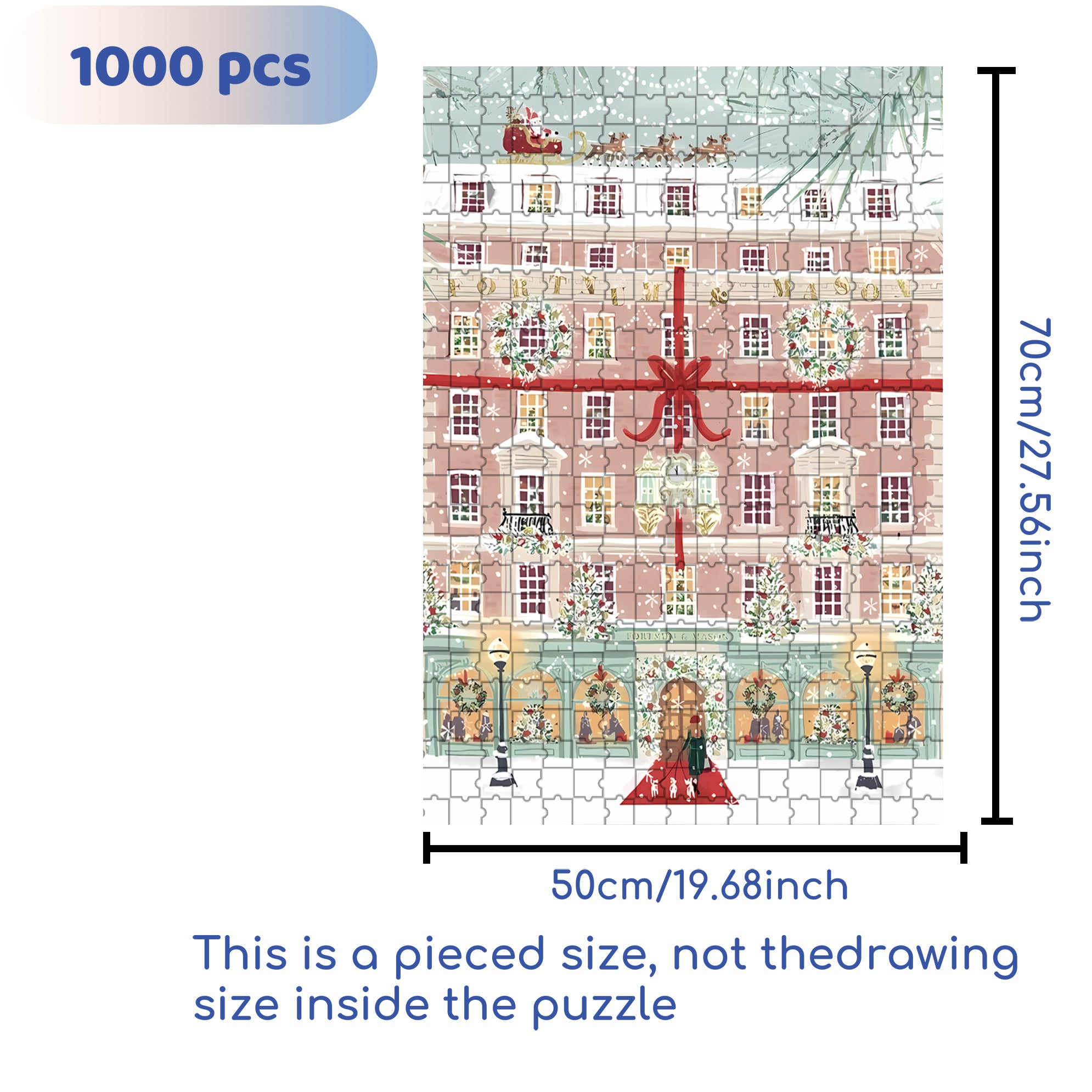 Christmas Hotel 500pcs/1000pcs Jigsaw Puzzle, Scratch-Resistant, Interactive Family Game & Brain-Boosting DIY Decor, Perfect for Halloween, Christmas & New Year Gifts, Family Puzzle Game