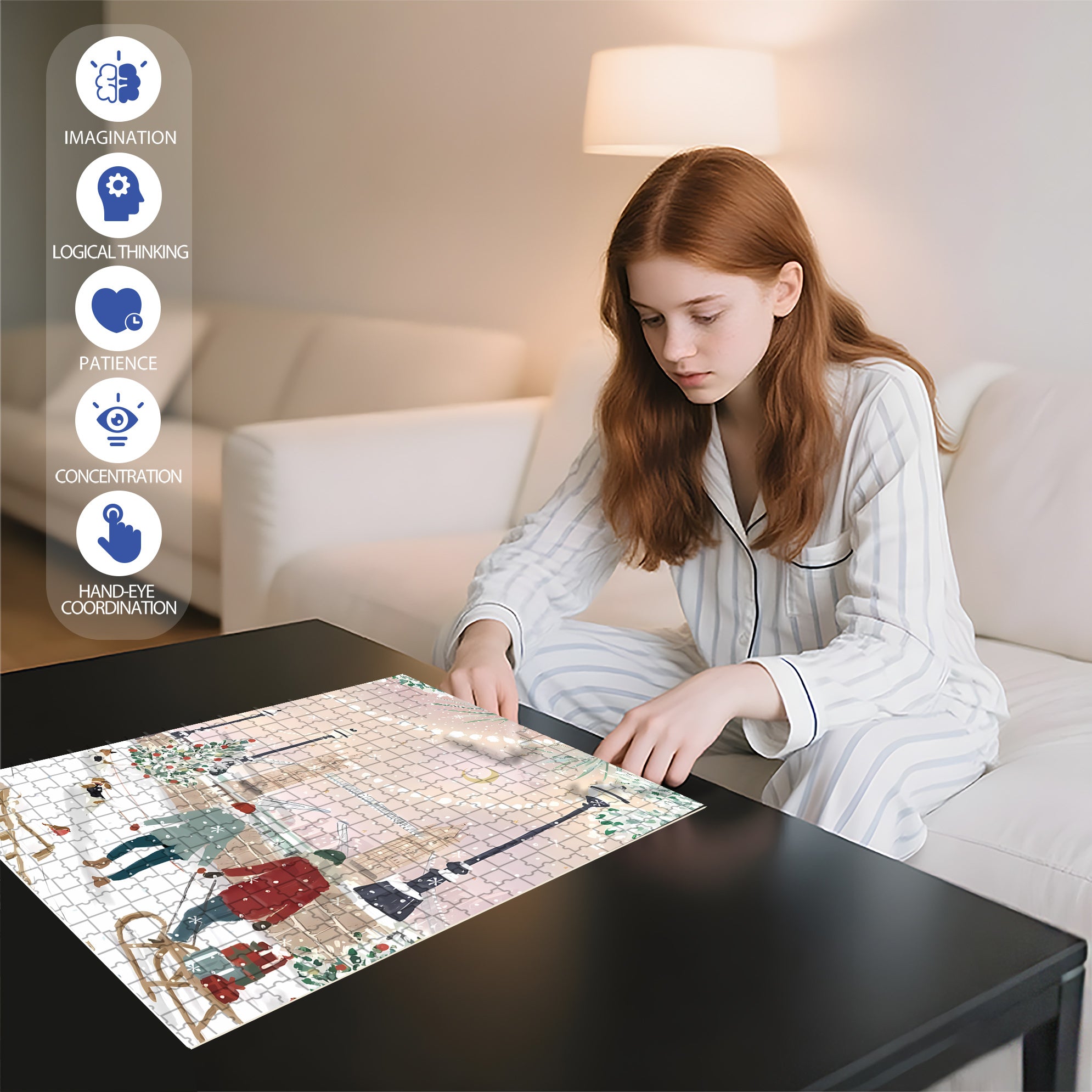Christmas in London 500pcs/1000pcs Jigsaw Puzzle, Scratch-Resistant, Interactive Family Game & Brain-Boosting DIY Decor, Perfect for Halloween, Christmas & New Year Gifts, Family Puzzle Game
