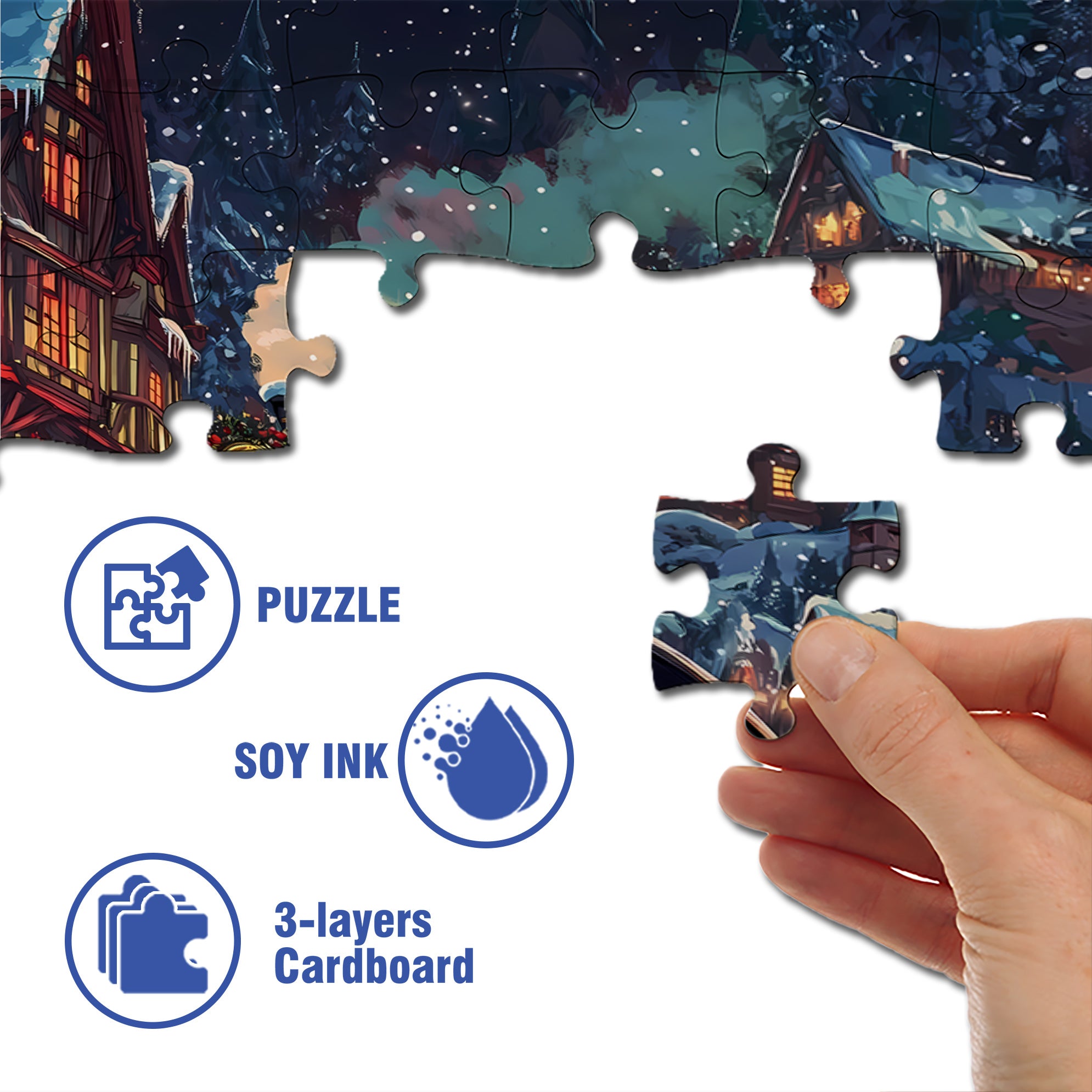 Christmas Train 500pcs/1000pcs Jigsaw Puzzle, Scratch-Resistant, Interactive Family Game & Brain-Boosting DIY Decor, Perfect for Halloween, Christmas & New Year Gifts, Family Puzzle Game