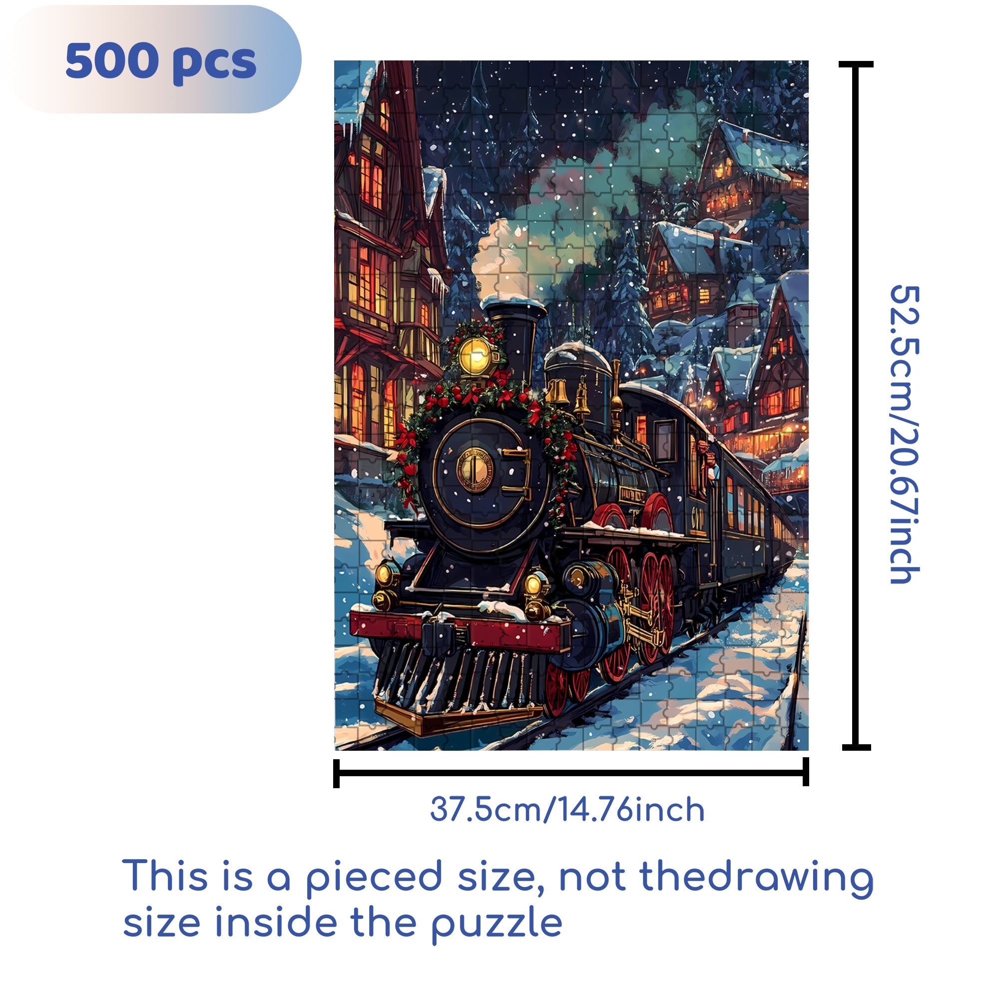 Christmas Train 500pcs/1000pcs Jigsaw Puzzle, Scratch-Resistant, Interactive Family Game & Brain-Boosting DIY Decor, Perfect for Halloween, Christmas & New Year Gifts, Family Puzzle Game