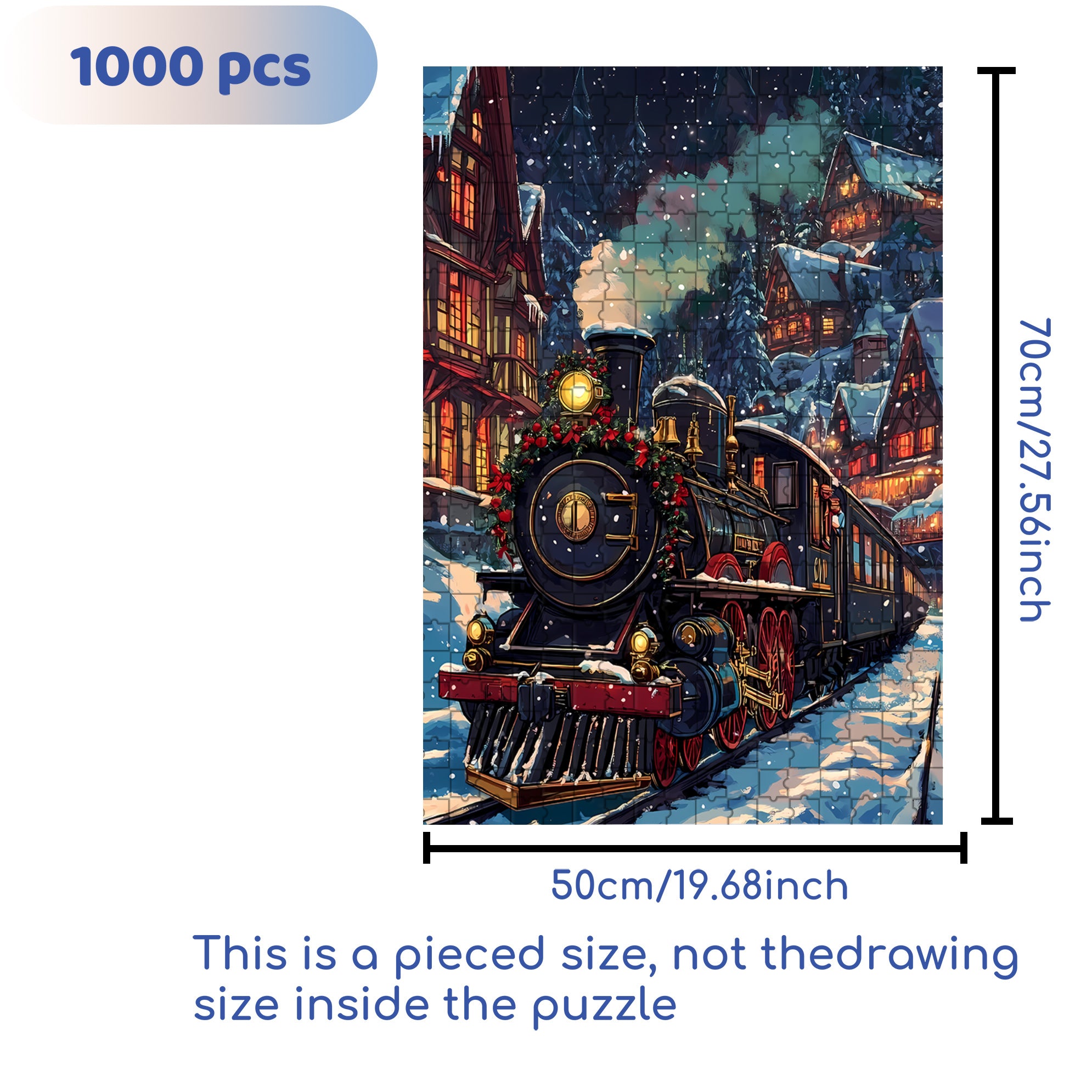 Christmas Train 500pcs/1000pcs Jigsaw Puzzle, Scratch-Resistant, Interactive Family Game & Brain-Boosting DIY Decor, Perfect for Halloween, Christmas & New Year Gifts, Family Puzzle Game