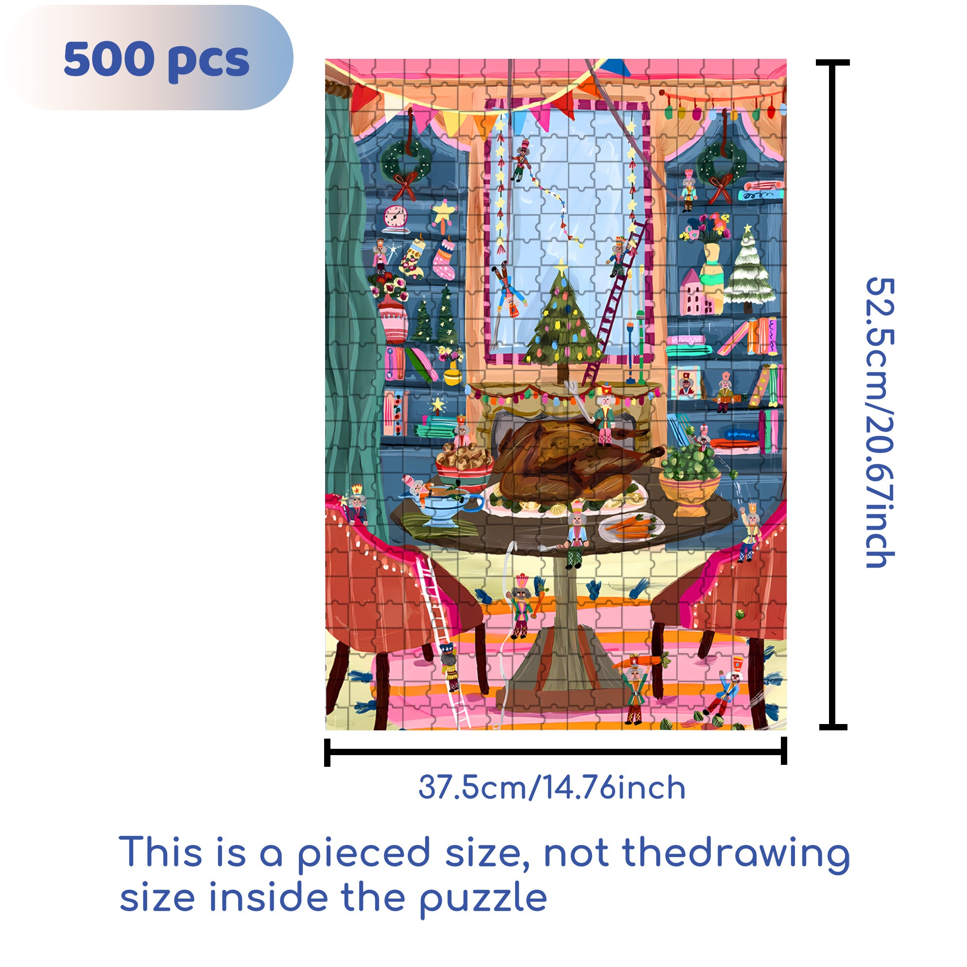 Christmas Turkey 500pcs/1000pcs Jigsaw Puzzle, Scratch-Resistant, Interactive Family Game & Brain-Boosting DIY Decor, Perfect for Halloween, Christmas & New Year Gifts, Family Puzzle Game
