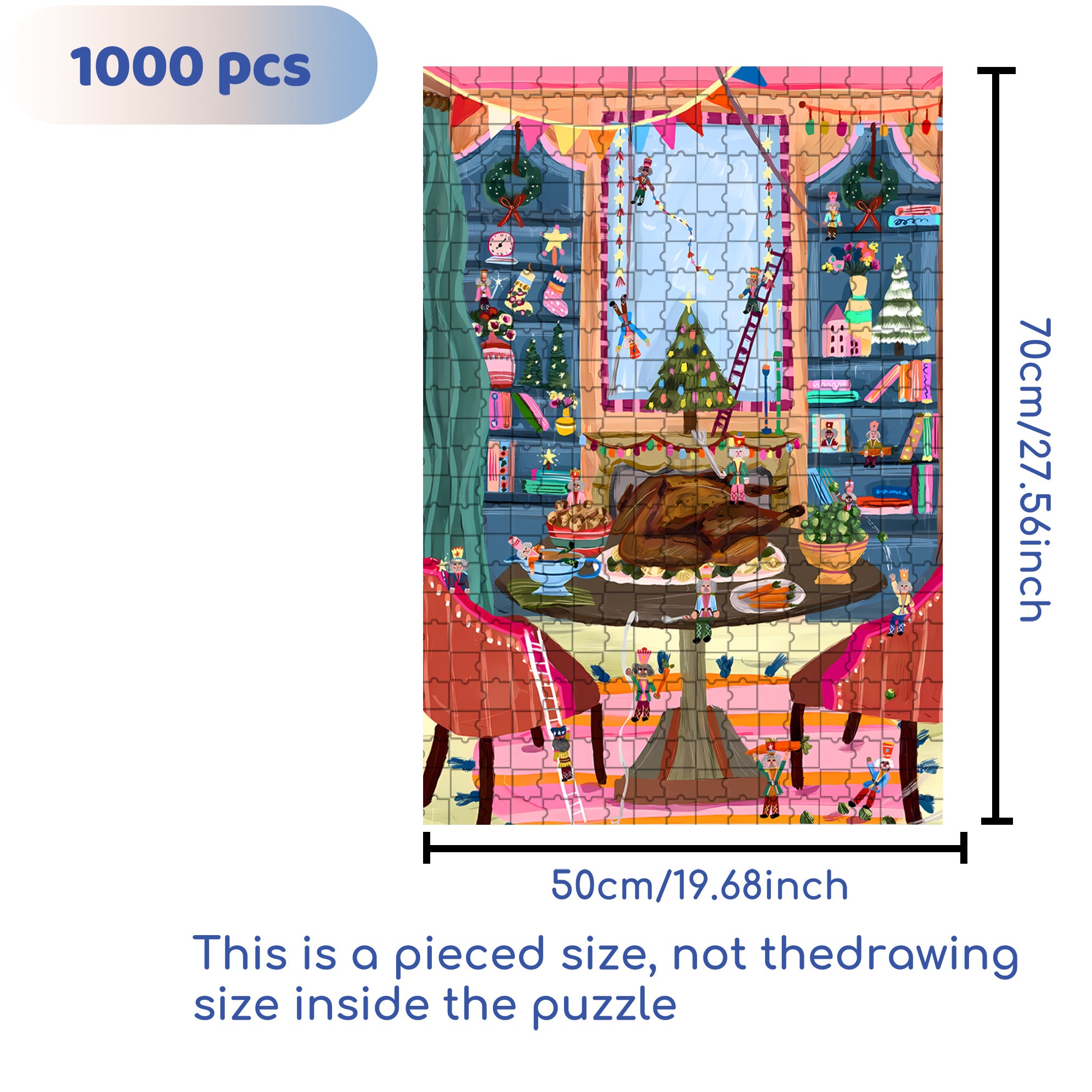 Christmas Turkey 500pcs/1000pcs Jigsaw Puzzle, Scratch-Resistant, Interactive Family Game & Brain-Boosting DIY Decor, Perfect for Halloween, Christmas & New Year Gifts, Family Puzzle Game