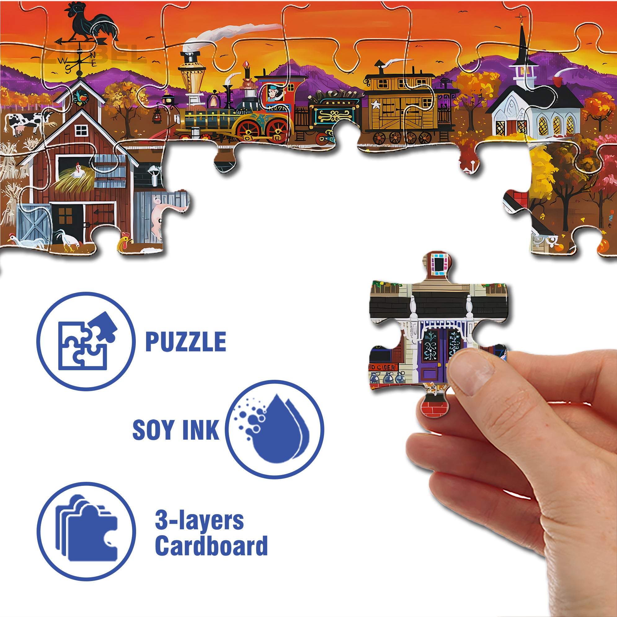 Cora's One Stop Farm 500pcs/1000pcs Jigsaw Puzzle, Scratch-Resistant, Interactive Family Game & Brain-Boosting DIY Decor, Perfect for Halloween, Christmas & New Year Gifts, Family Puzzle Game
