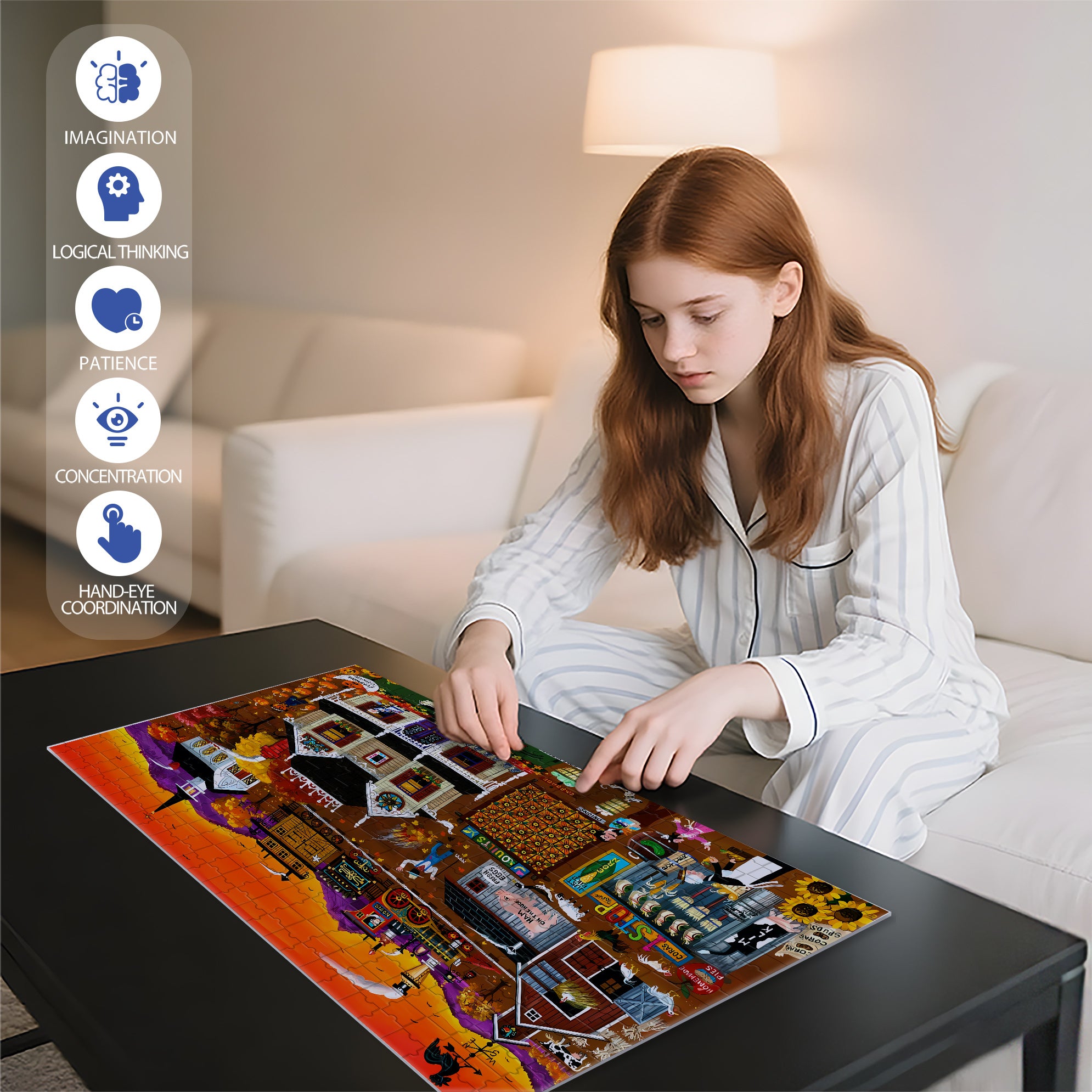 Cora's One Stop Farm 500pcs/1000pcs Jigsaw Puzzle, Scratch-Resistant, Interactive Family Game & Brain-Boosting DIY Decor, Perfect for Halloween, Christmas & New Year Gifts, Family Puzzle Game