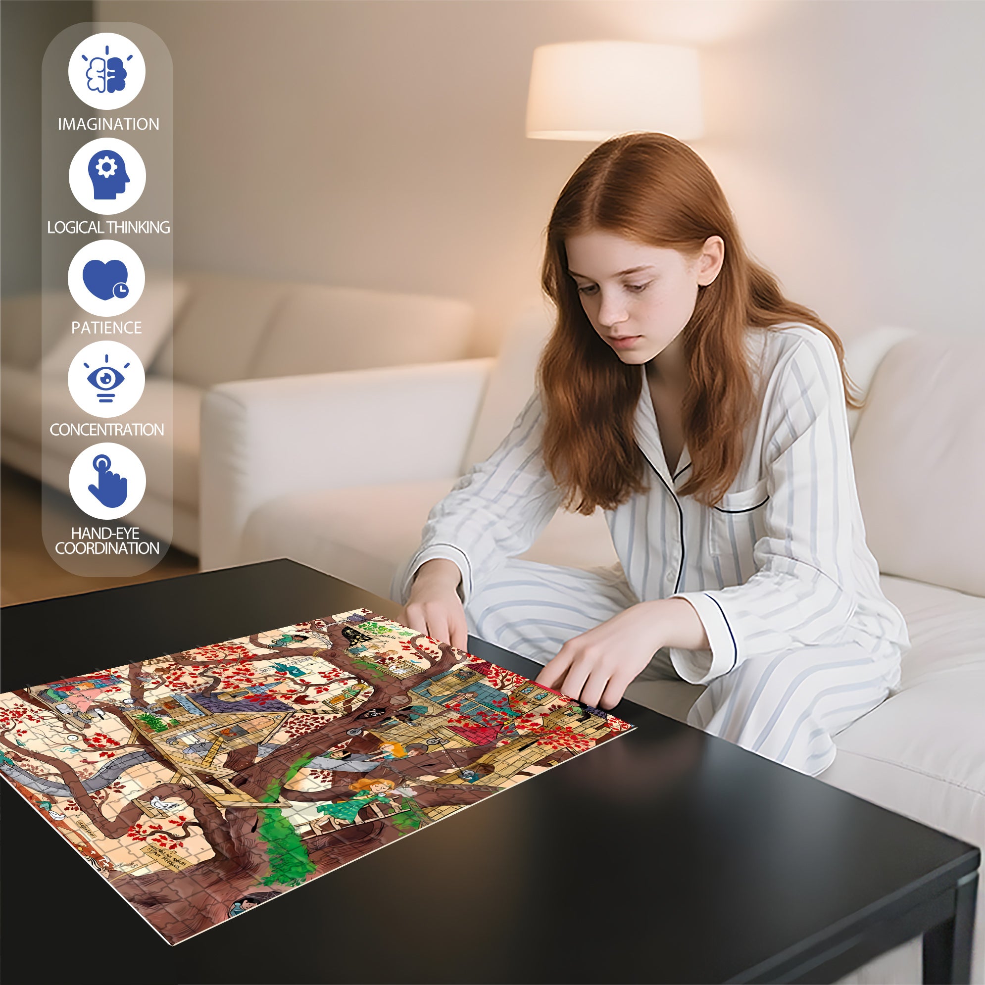 Creative Tree House 500pcs/1000pcs Jigsaw Puzzle, Scratch-Resistant, Interactive Family Game & Brain-Boosting DIY Decor, Perfect for Halloween, Christmas & New Year Gifts, Family Puzzle Game