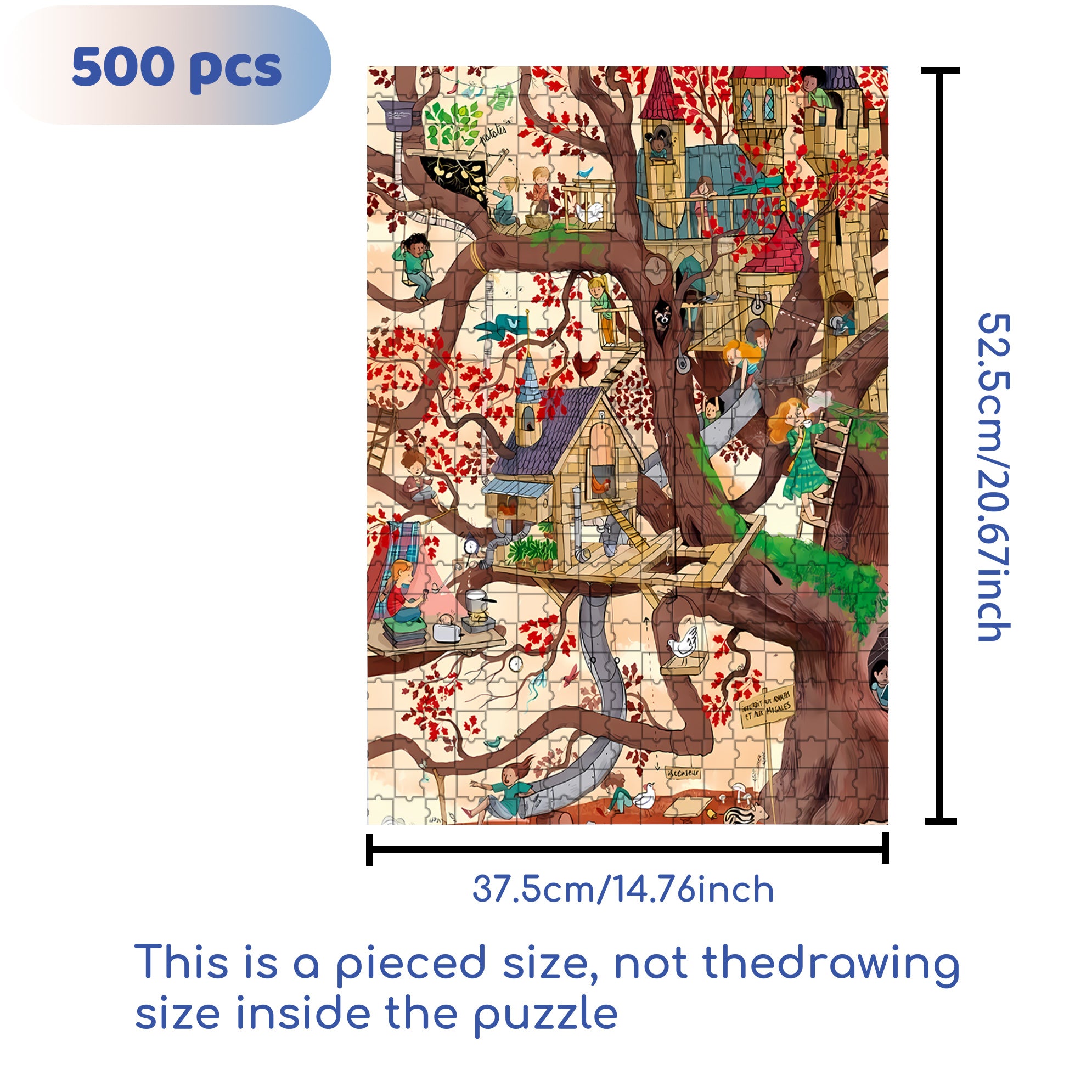 Creative Tree House 500pcs/1000pcs Jigsaw Puzzle, Scratch-Resistant, Interactive Family Game & Brain-Boosting DIY Decor, Perfect for Halloween, Christmas & New Year Gifts, Family Puzzle Game