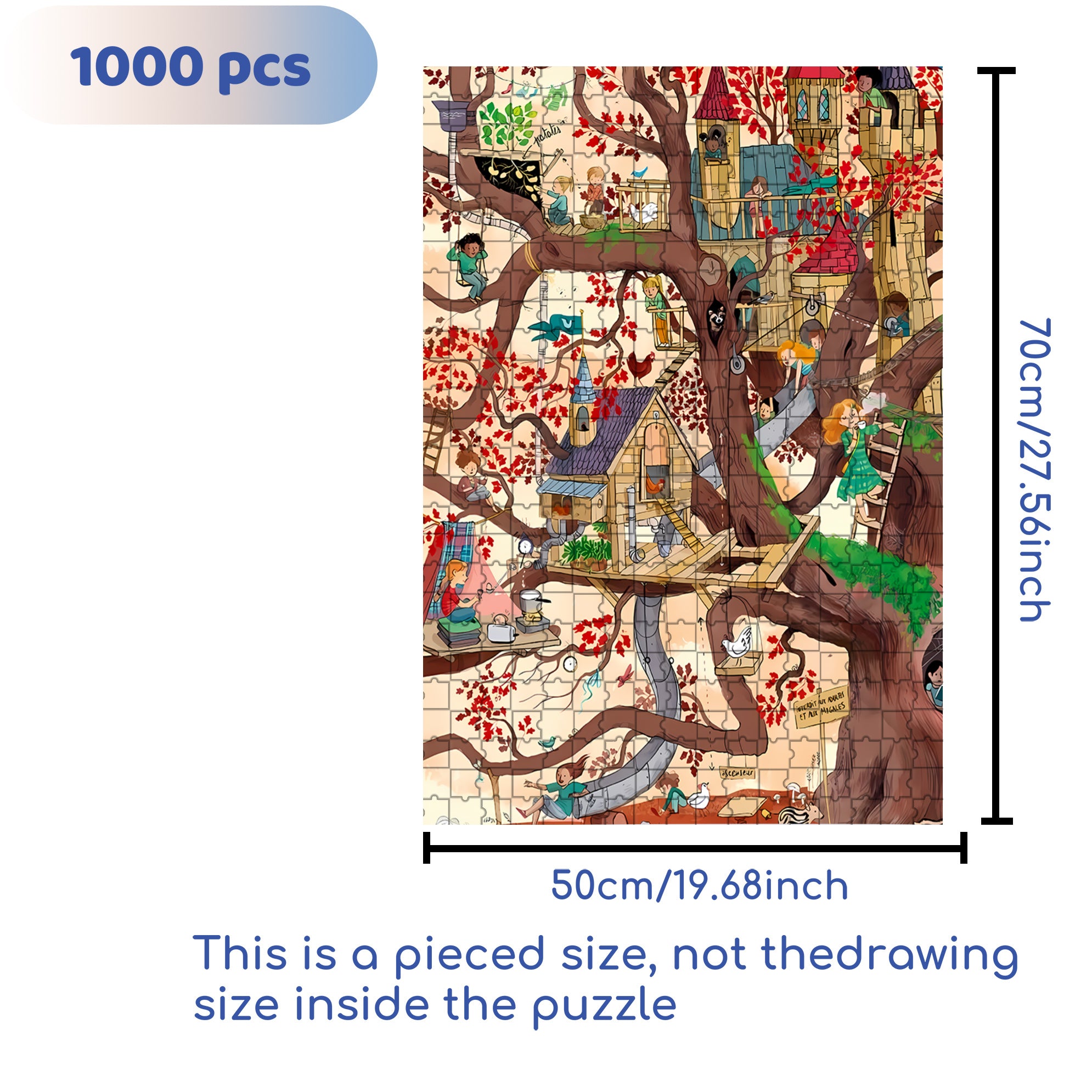 Creative Tree House 500pcs/1000pcs Jigsaw Puzzle, Scratch-Resistant, Interactive Family Game & Brain-Boosting DIY Decor, Perfect for Halloween, Christmas & New Year Gifts, Family Puzzle Game