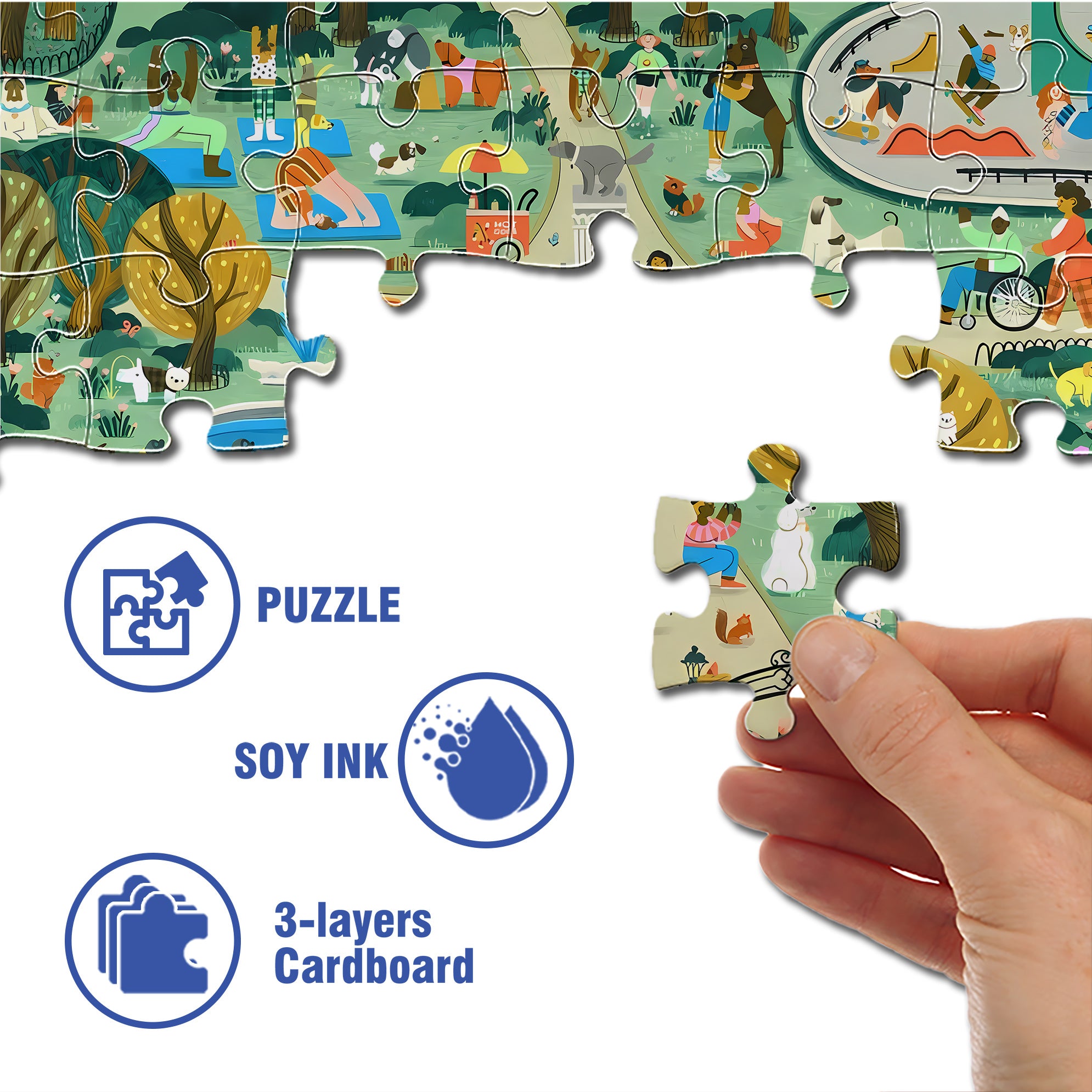 Dog Park 500pcs/1000pcs Jigsaw Puzzle, Scratch-Resistant, Interactive Family Game & Brain-Boosting DIY Decor, Perfect for Halloween, Christmas & New Year Gifts, Family Puzzle Game