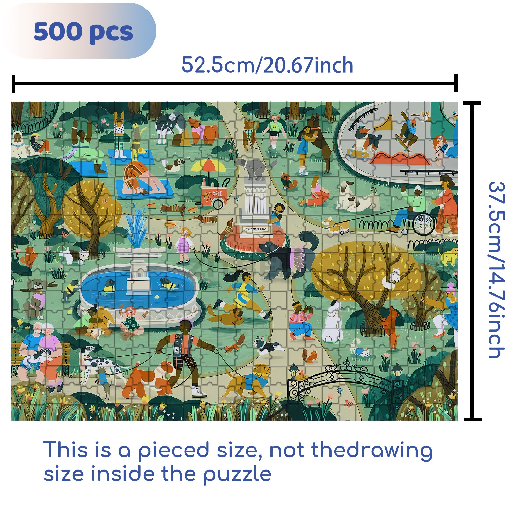 Dog Park 500pcs/1000pcs Jigsaw Puzzle, Scratch-Resistant, Interactive Family Game & Brain-Boosting DIY Decor, Perfect for Halloween, Christmas & New Year Gifts, Family Puzzle Game