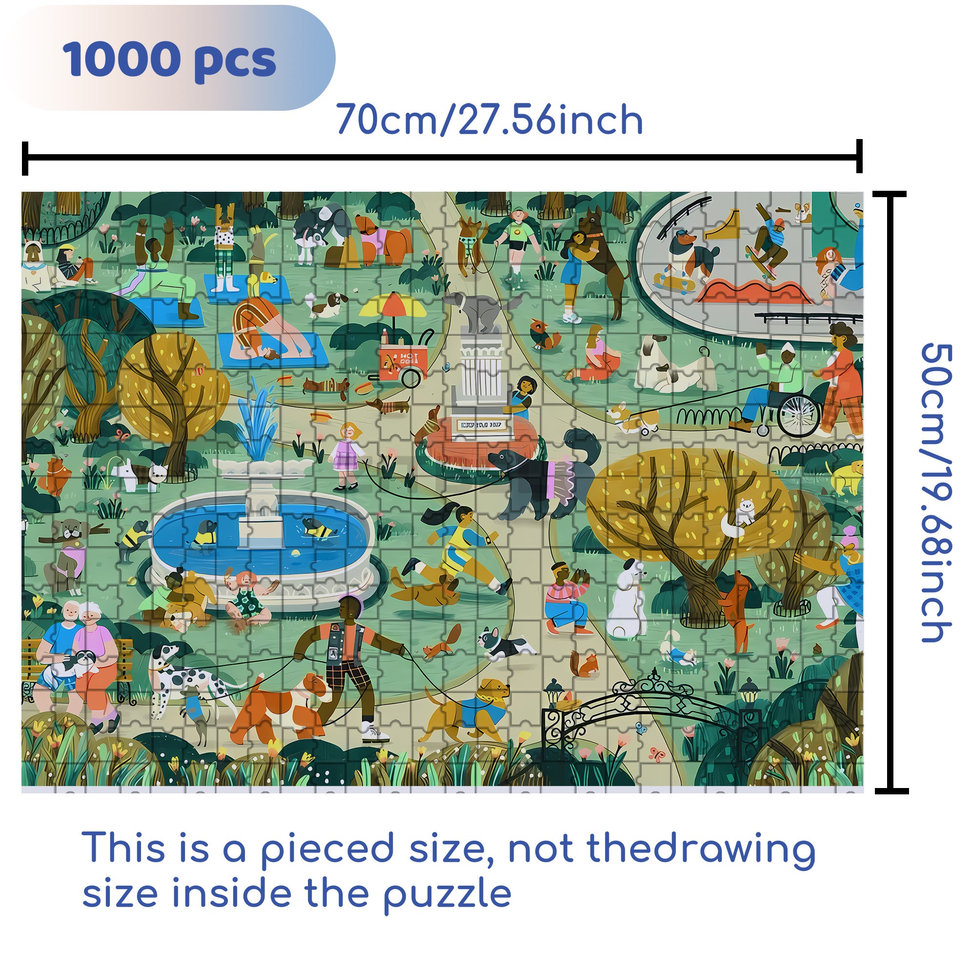 Dog Park 500pcs/1000pcs Jigsaw Puzzle, Scratch-Resistant, Interactive Family Game & Brain-Boosting DIY Decor, Perfect for Halloween, Christmas & New Year Gifts, Family Puzzle Game