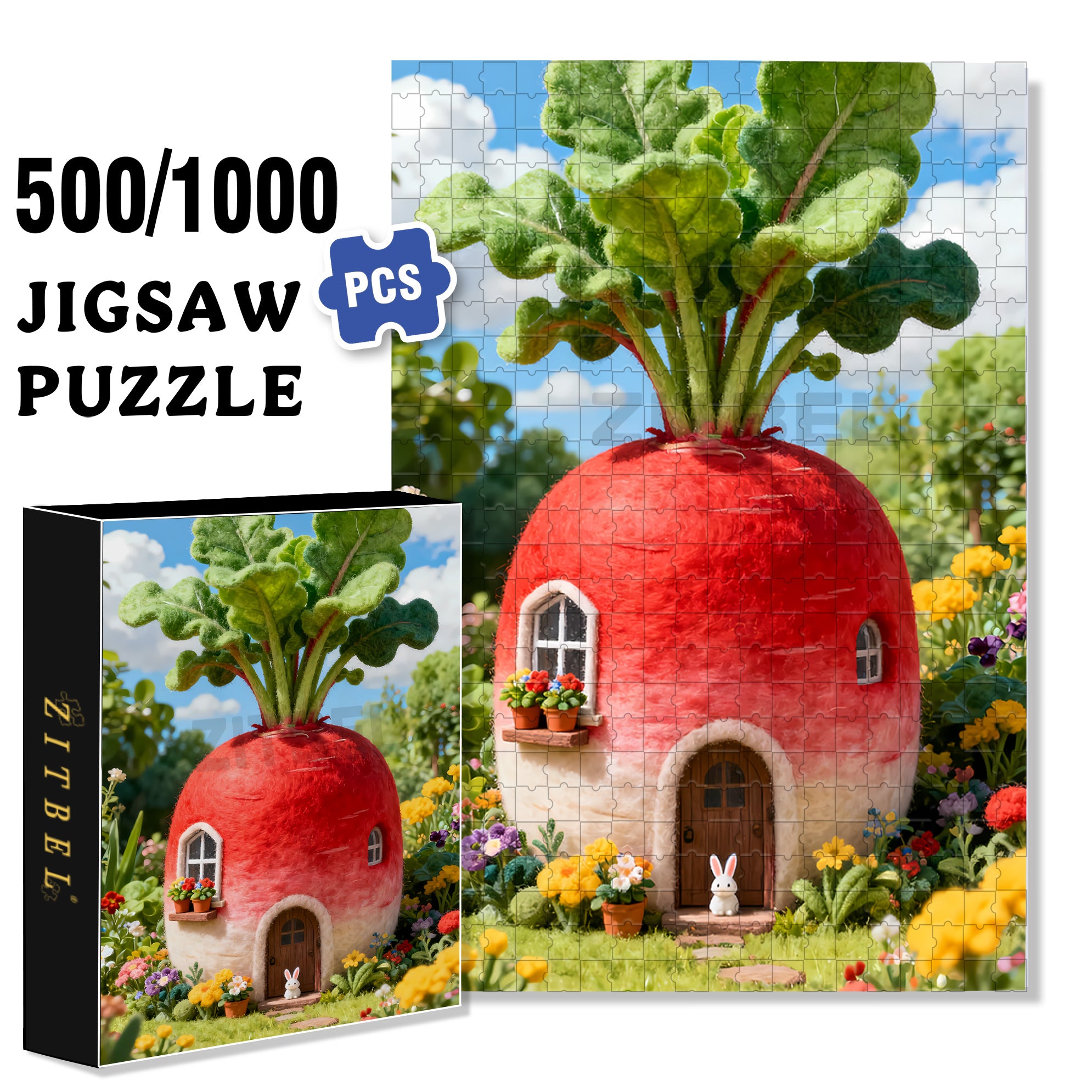 Easter Bunny 500pcs/1000pcs Jigsaw Puzzle, Scratch-Resistant, Interactive Family Game & Brain-Boosting DIY Decor, Perfect for Halloween, Christmas & New Year Gifts, Family Puzzle Game