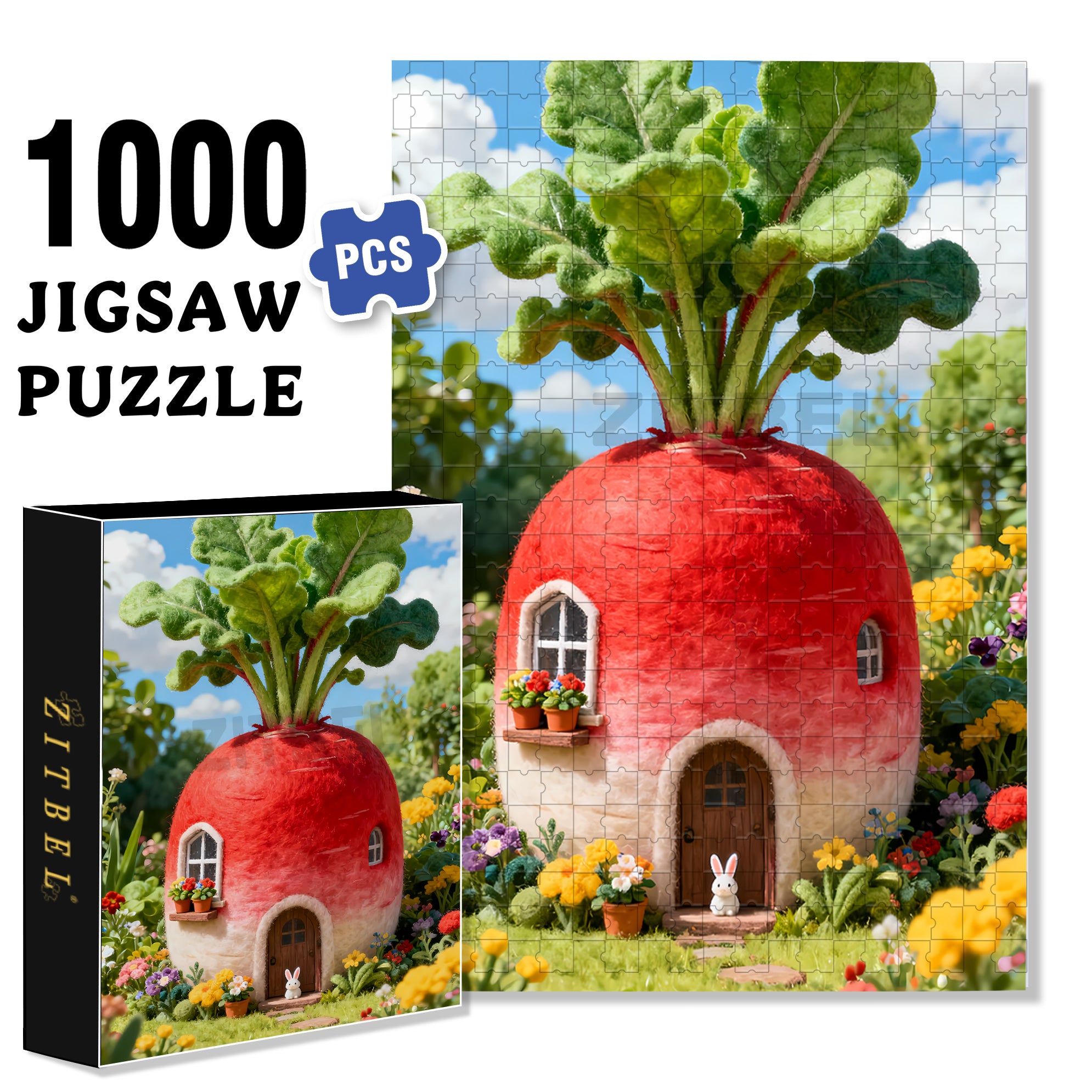 Easter Bunny 500pcs/1000pcs Jigsaw Puzzle, Scratch-Resistant, Interactive Family Game & Brain-Boosting DIY Decor, Perfect for Halloween, Christmas & New Year Gifts, Family Puzzle Game