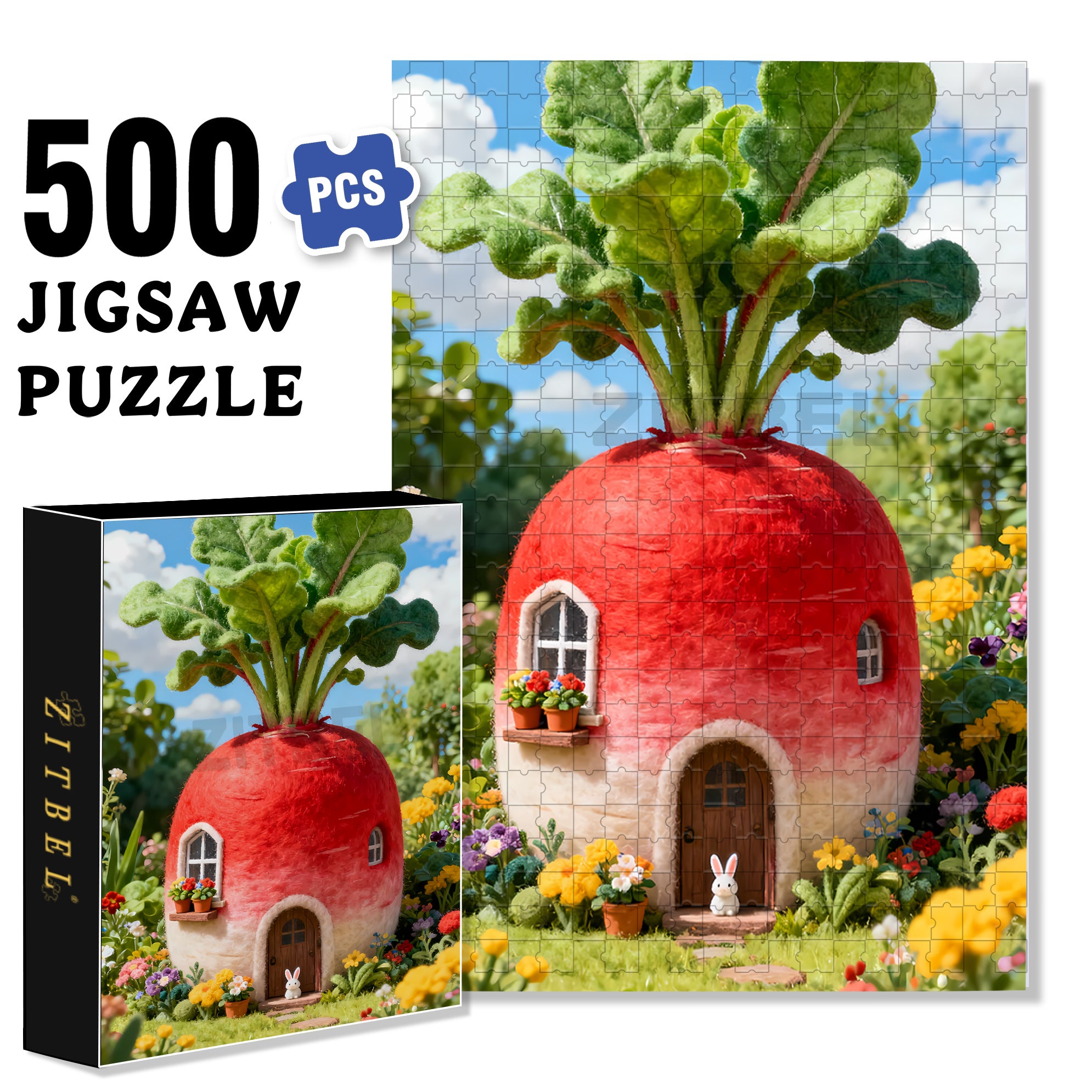 Easter Bunny 500pcs/1000pcs Jigsaw Puzzle, Scratch-Resistant, Interactive Family Game & Brain-Boosting DIY Decor, Perfect for Halloween, Christmas & New Year Gifts, Family Puzzle Game