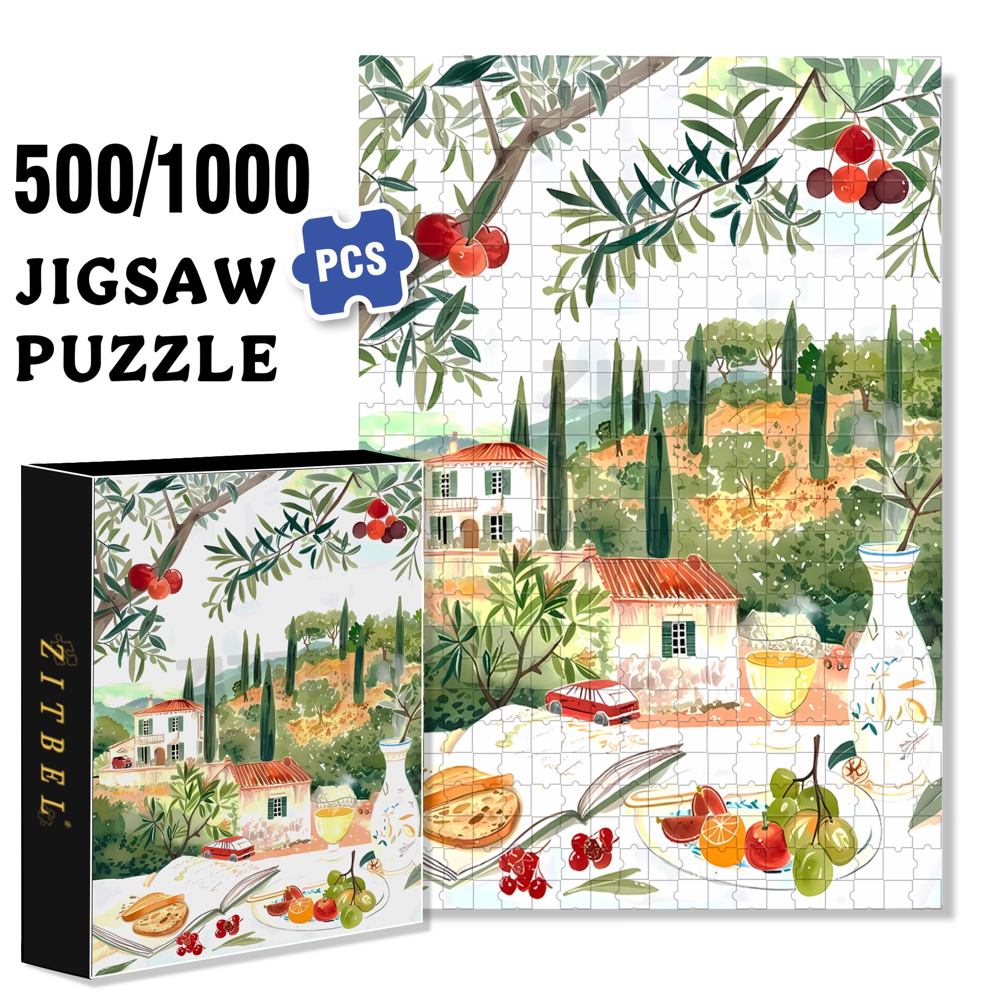 Enjoy A Peaceful Day 500pcs/1000pcs Jigsaw Puzzle, Scratch-Resistant, Interactive Family Game & Brain-Boosting DIY Decor, Perfect for Halloween, Christmas & New Year Gifts, Family Puzzle Game