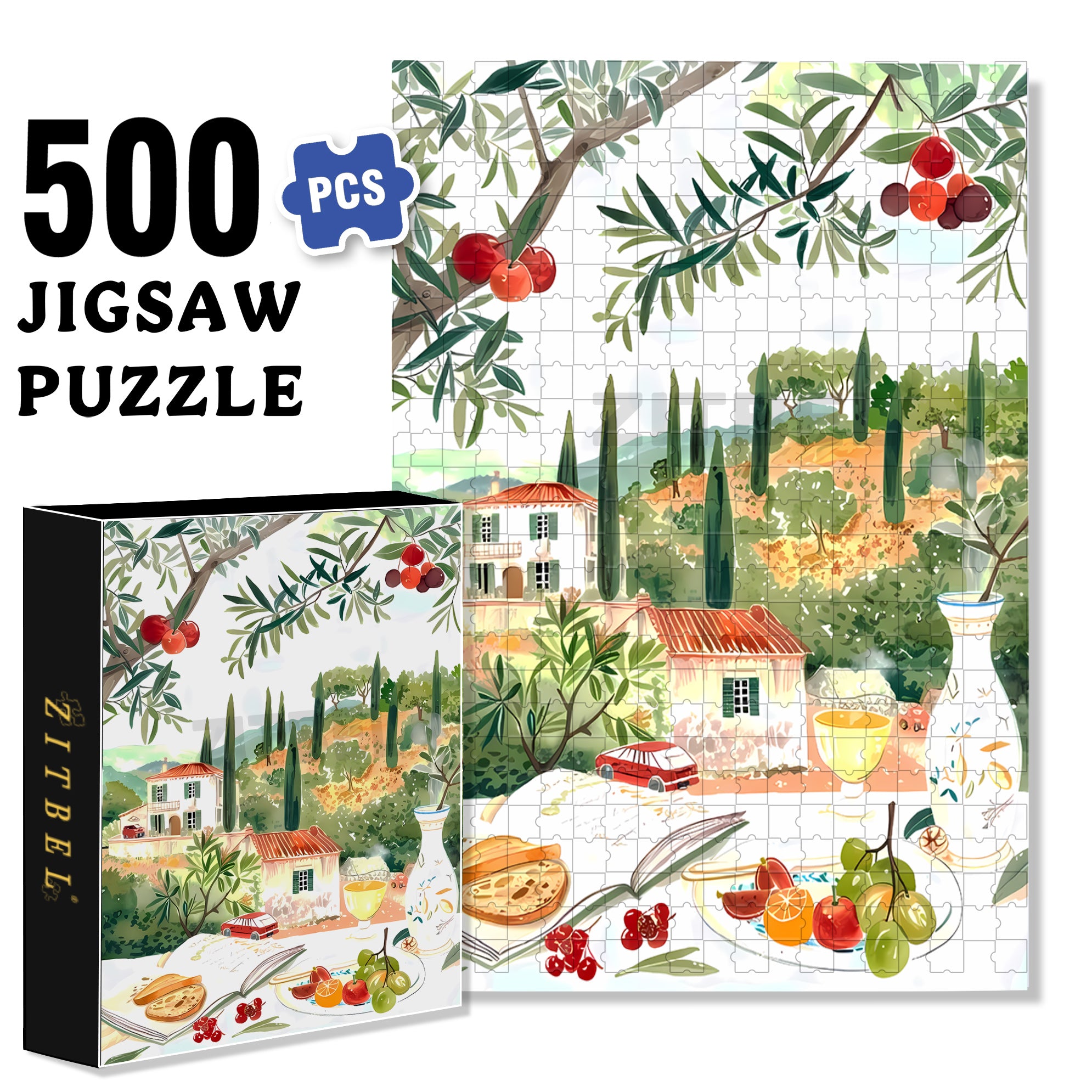 Enjoy A Peaceful Day 500pcs/1000pcs Jigsaw Puzzle, Scratch-Resistant, Interactive Family Game & Brain-Boosting DIY Decor, Perfect for Halloween, Christmas & New Year Gifts, Family Puzzle Game