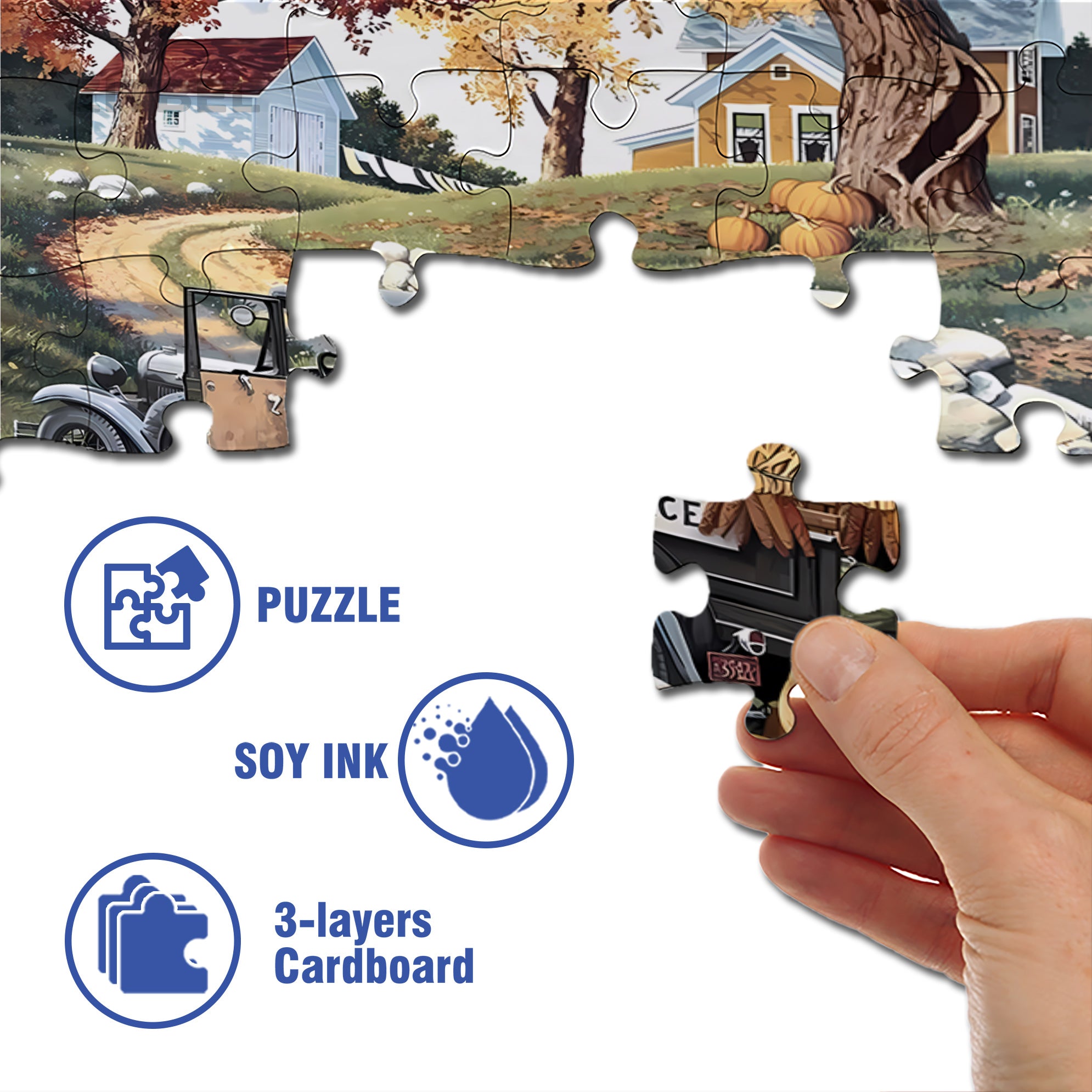 Farm Fresh Produce 500pcs/1000pcs Jigsaw Puzzle, Scratch-Resistant, Interactive Family Game & Brain-Boosting DIY Decor, Perfect for Halloween, Christmas & New Year Gifts, Family Puzzle Game