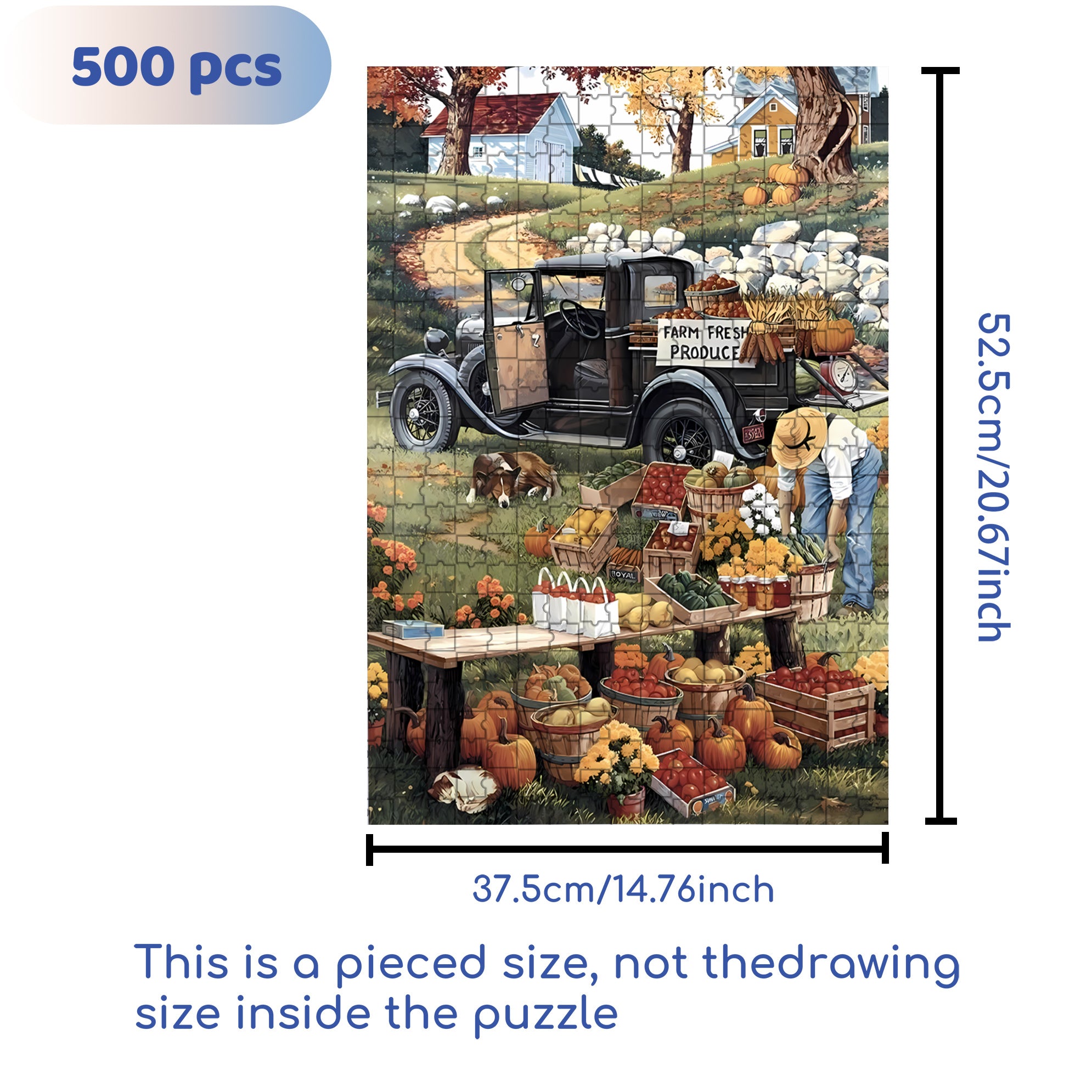 Farm Fresh Produce 500pcs/1000pcs Jigsaw Puzzle, Scratch-Resistant, Interactive Family Game & Brain-Boosting DIY Decor, Perfect for Halloween, Christmas & New Year Gifts, Family Puzzle Game
