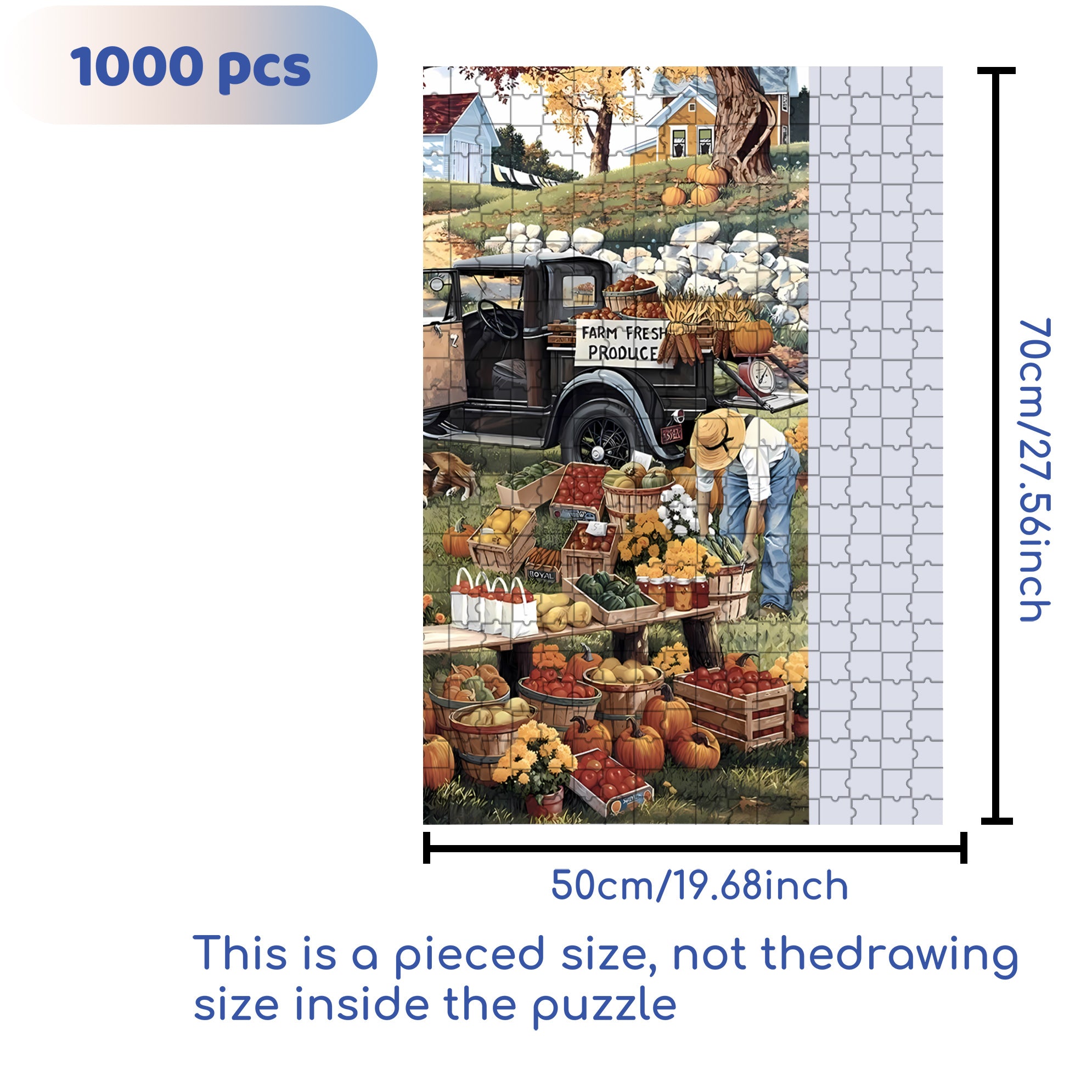 Farm Fresh Produce 500pcs/1000pcs Jigsaw Puzzle, Scratch-Resistant, Interactive Family Game & Brain-Boosting DIY Decor, Perfect for Halloween, Christmas & New Year Gifts, Family Puzzle Game