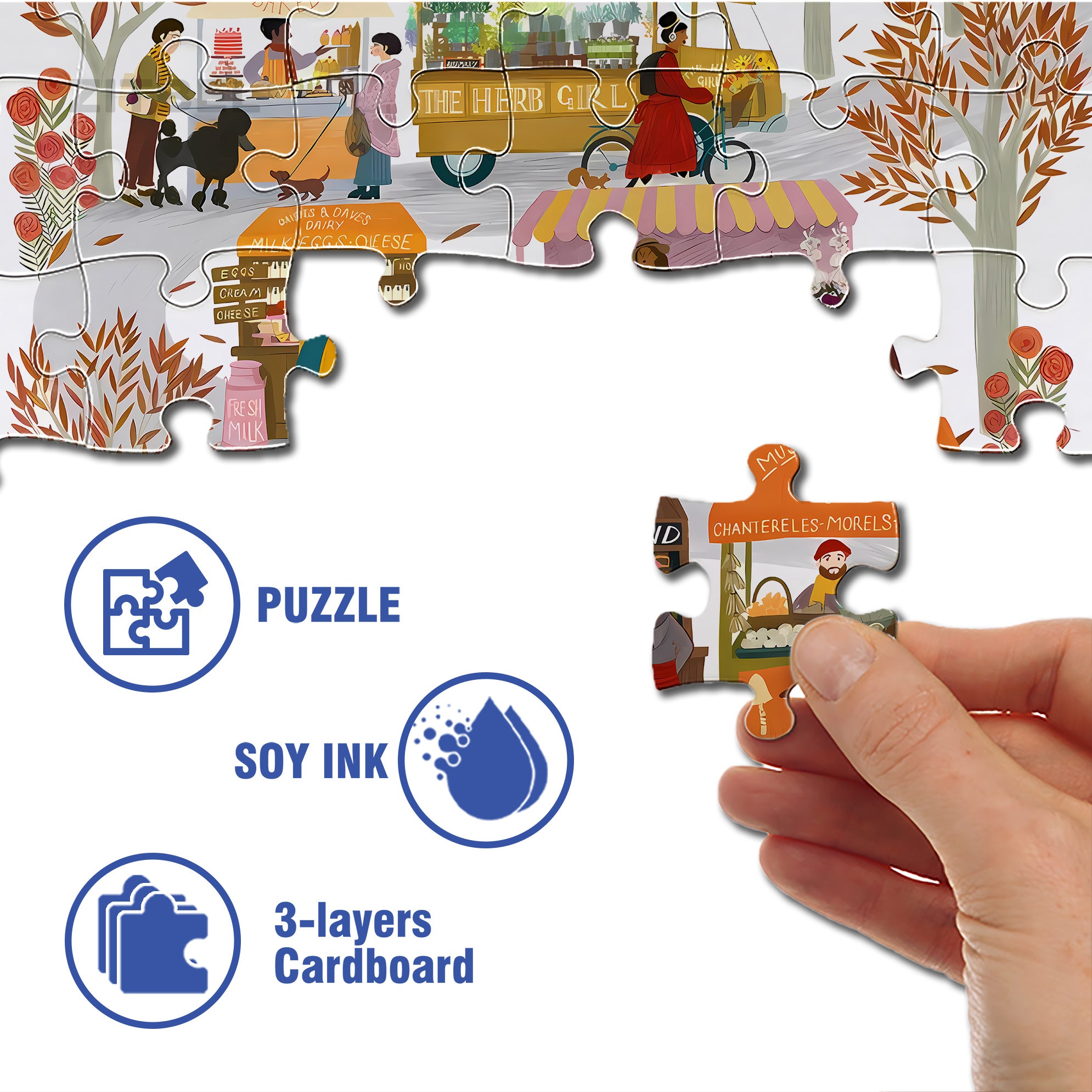 Farmers Market 500pcs/1000pcs Jigsaw Puzzle, Scratch-Resistant, Interactive Family Game & Brain-Boosting DIY Decor, Perfect for Halloween, Christmas & New Year Gifts, Family Puzzle Game