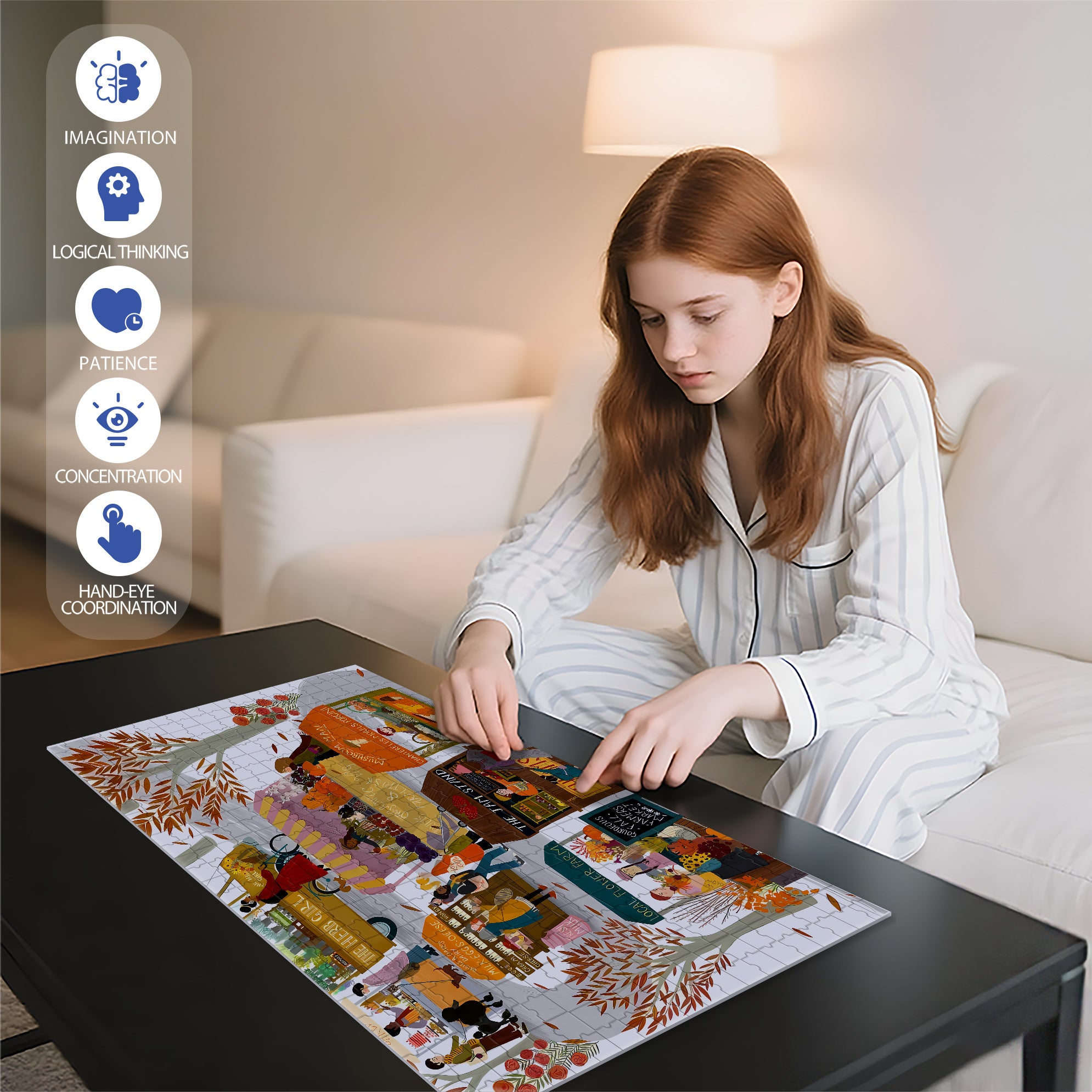 Farmers Market 500pcs/1000pcs Jigsaw Puzzle, Scratch-Resistant, Interactive Family Game & Brain-Boosting DIY Decor, Perfect for Halloween, Christmas & New Year Gifts, Family Puzzle Game