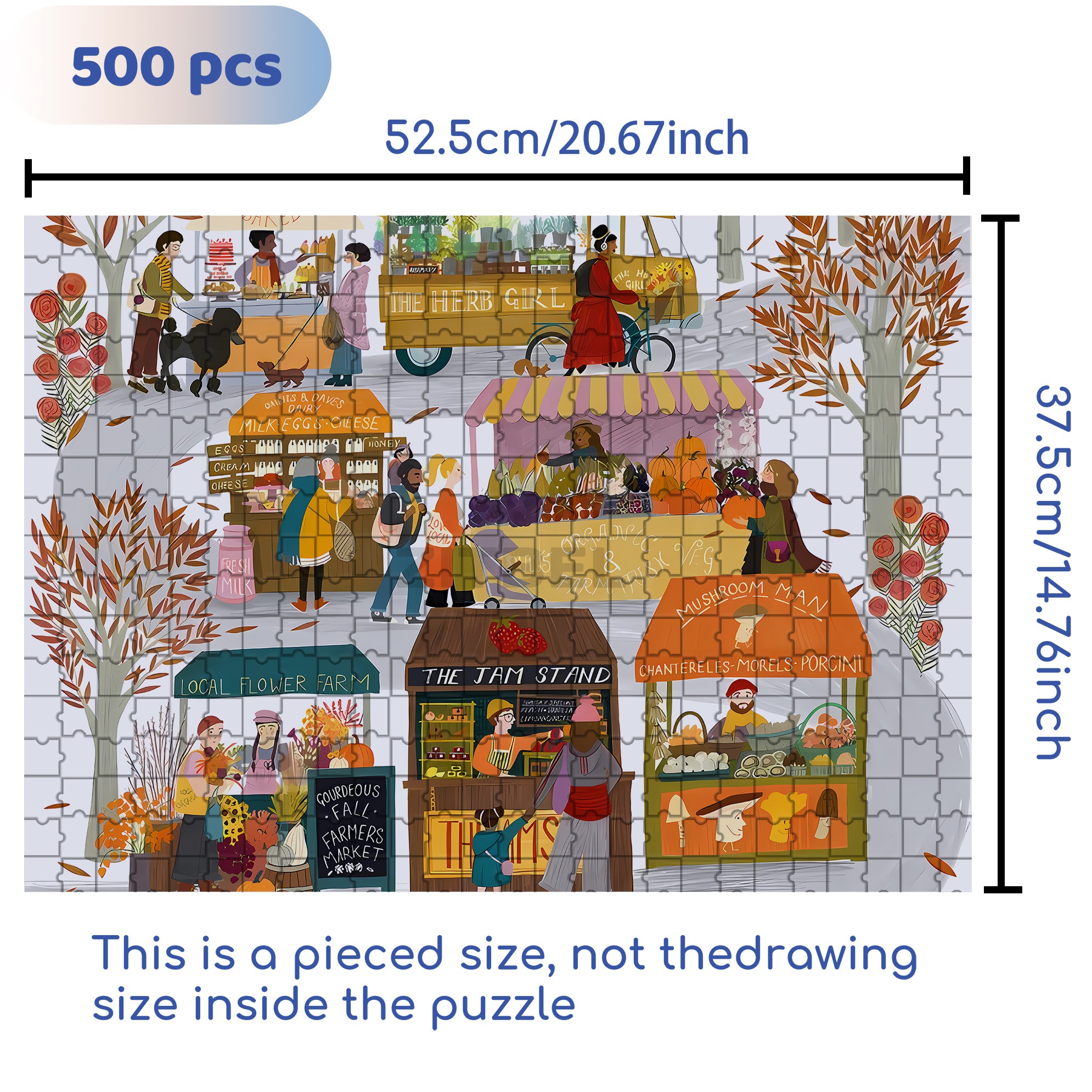 Farmers Market 500pcs/1000pcs Jigsaw Puzzle, Scratch-Resistant, Interactive Family Game & Brain-Boosting DIY Decor, Perfect for Halloween, Christmas & New Year Gifts, Family Puzzle Game