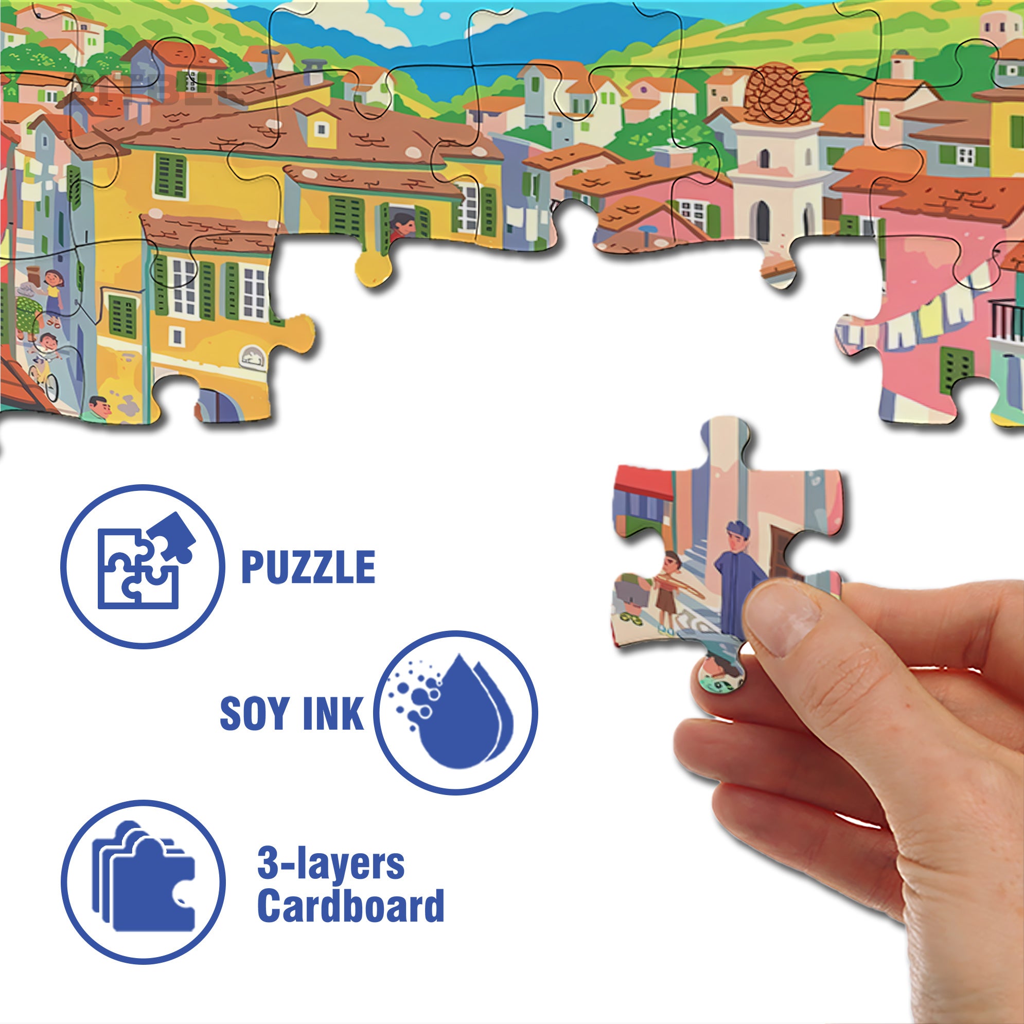 Fishing Port Town 500pcs/1000pcs Jigsaw Puzzle, Scratch-Resistant, Interactive Family Game & Brain-Boosting DIY Decor, Perfect for Halloween, Christmas & New Year Gifts, Family Puzzle Game