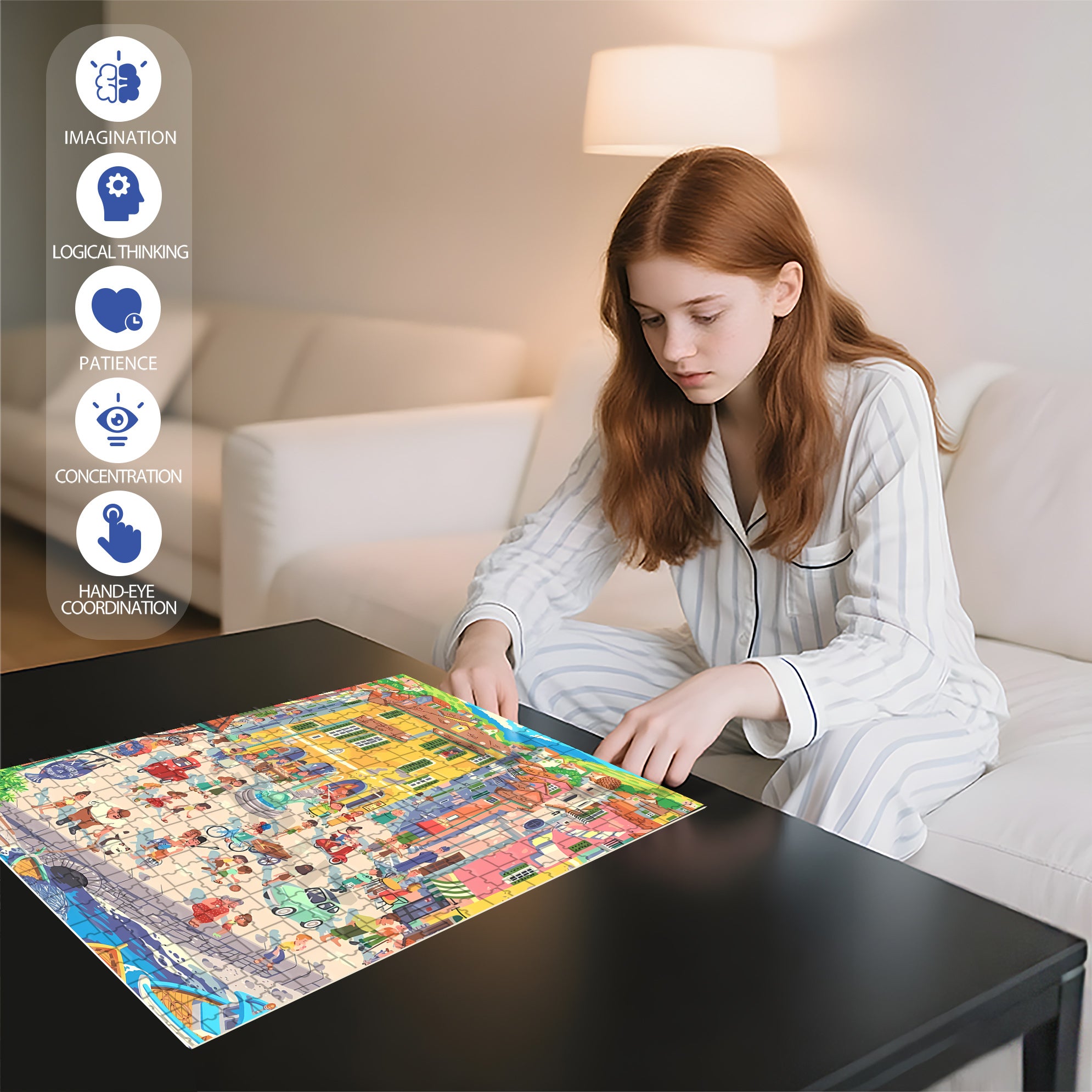 Fishing Port Town 500pcs/1000pcs Jigsaw Puzzle, Scratch-Resistant, Interactive Family Game & Brain-Boosting DIY Decor, Perfect for Halloween, Christmas & New Year Gifts, Family Puzzle Game