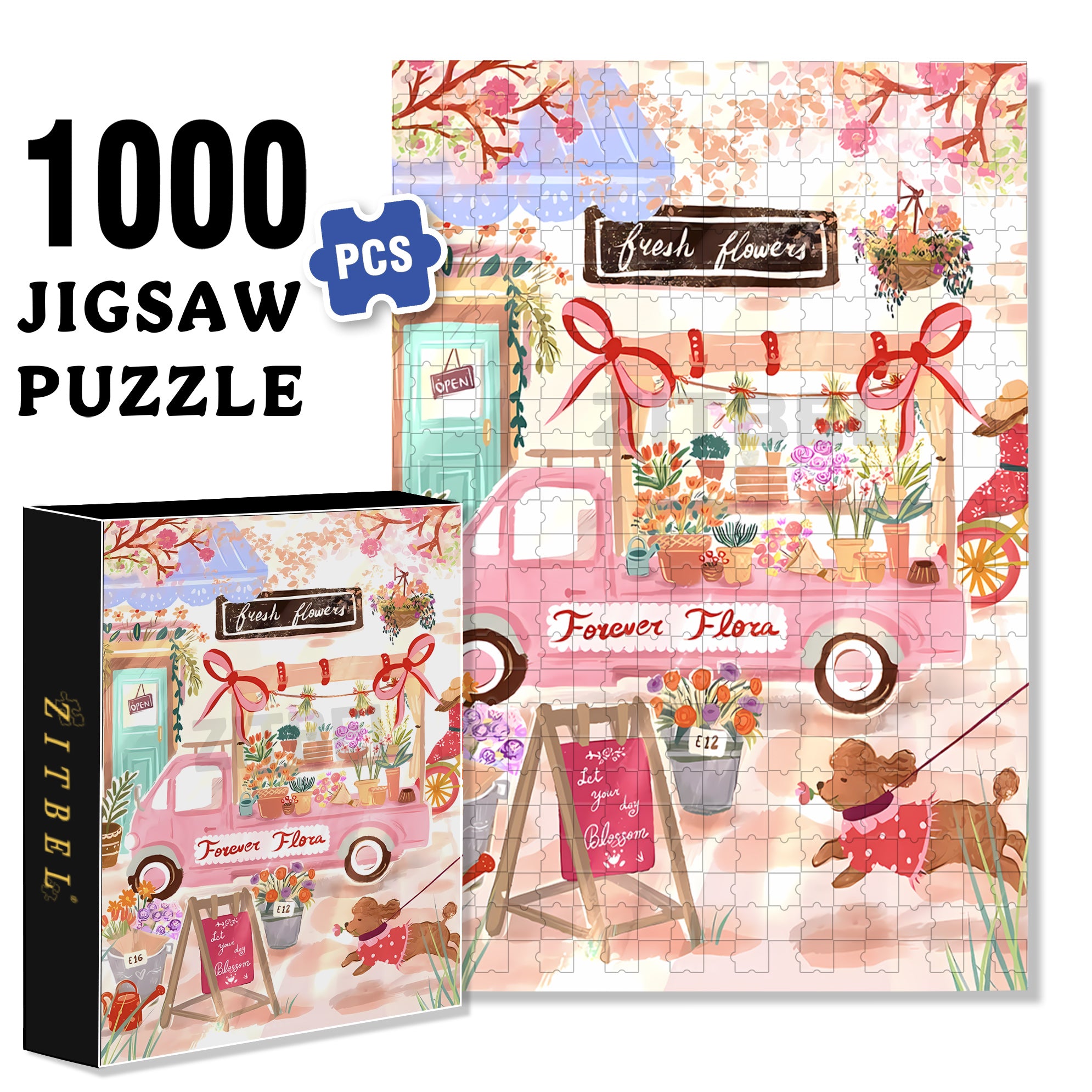 Flower Flora 500pcs/1000pcs Jigsaw Puzzle, Scratch-Resistant, Interactive Family Game & Brain-Boosting DIY Decor, Perfect for Halloween, Christmas & New Year Gifts, Family Puzzle Game