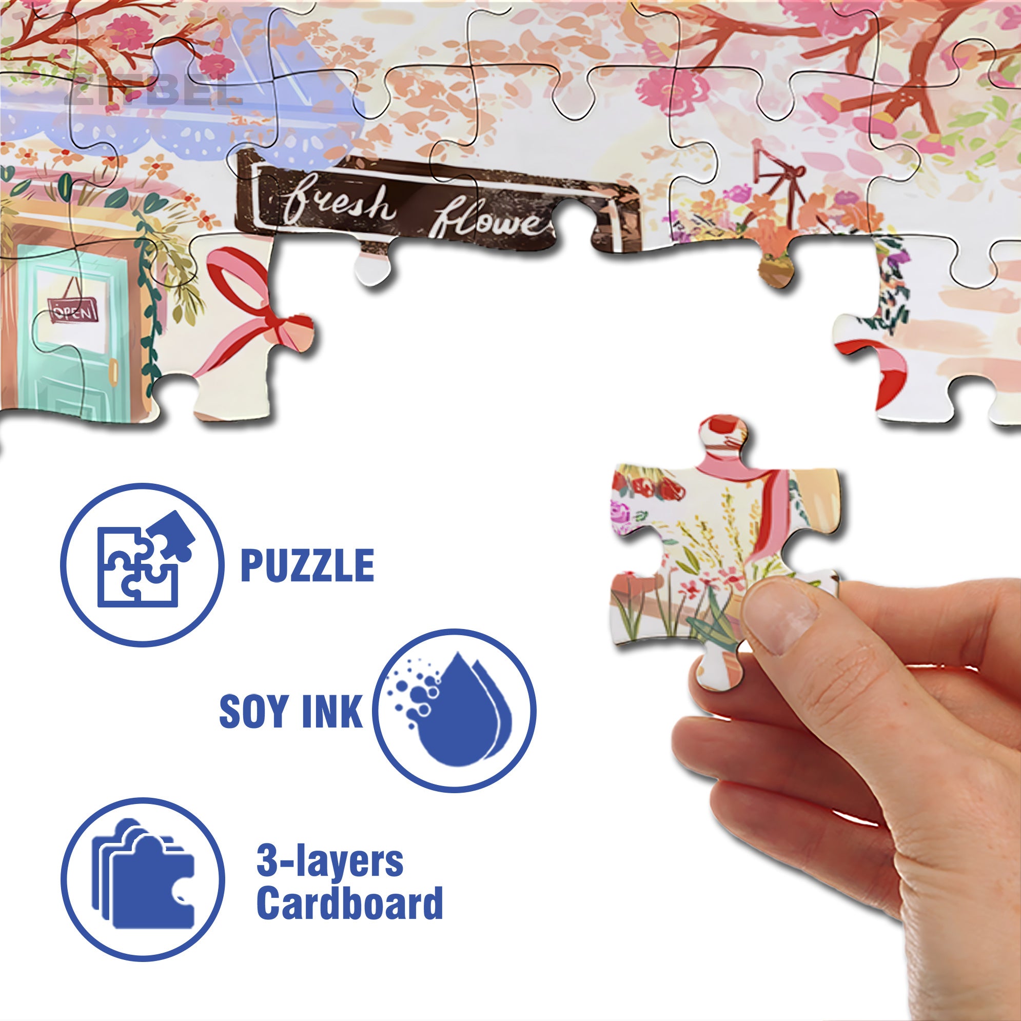 Flower Flora 500pcs/1000pcs Jigsaw Puzzle, Scratch-Resistant, Interactive Family Game & Brain-Boosting DIY Decor, Perfect for Halloween, Christmas & New Year Gifts, Family Puzzle Game