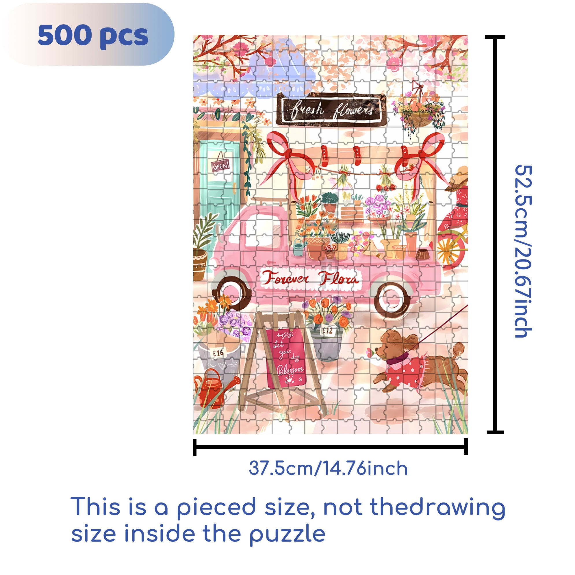Flower Flora 500pcs/1000pcs Jigsaw Puzzle, Scratch-Resistant, Interactive Family Game & Brain-Boosting DIY Decor, Perfect for Halloween, Christmas & New Year Gifts, Family Puzzle Game