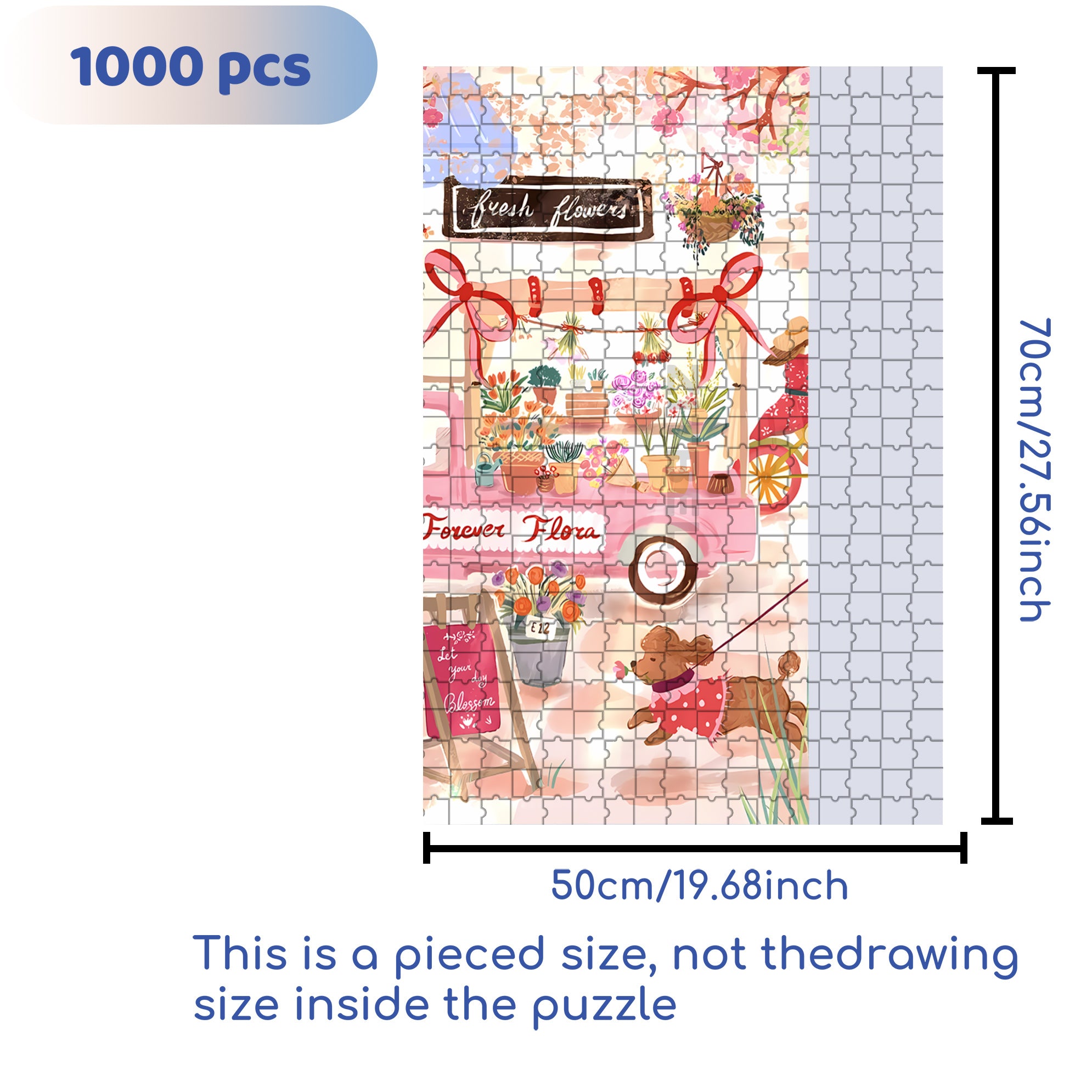 Flower Flora 500pcs/1000pcs Jigsaw Puzzle, Scratch-Resistant, Interactive Family Game & Brain-Boosting DIY Decor, Perfect for Halloween, Christmas & New Year Gifts, Family Puzzle Game