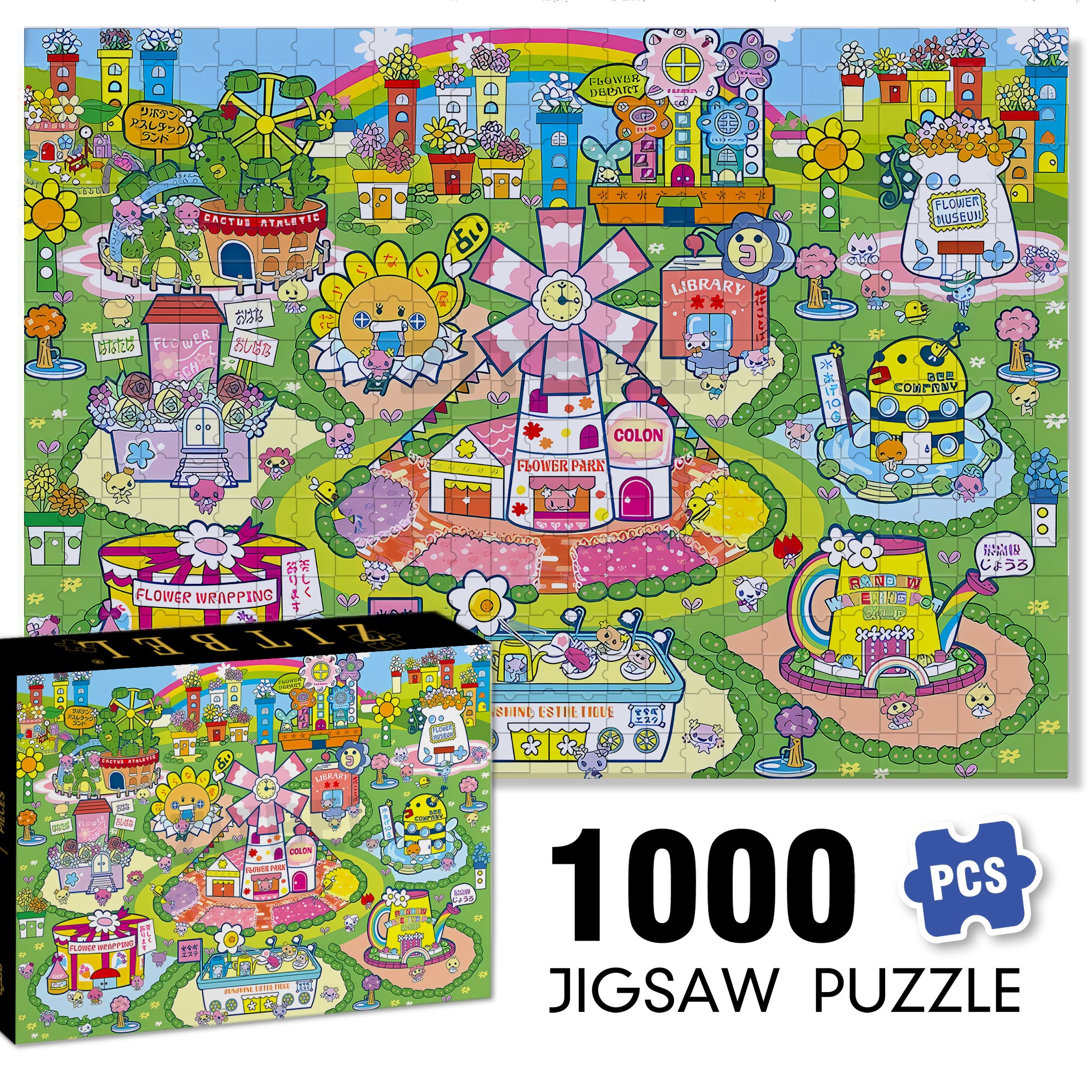Flower Hills 500pcs/1000pcs Jigsaw Puzzle, Scratch-Resistant, Interactive Family Game & Brain-Boosting DIY Decor, Perfect for Halloween, Christmas & New Year Gifts, Family Puzzle Game