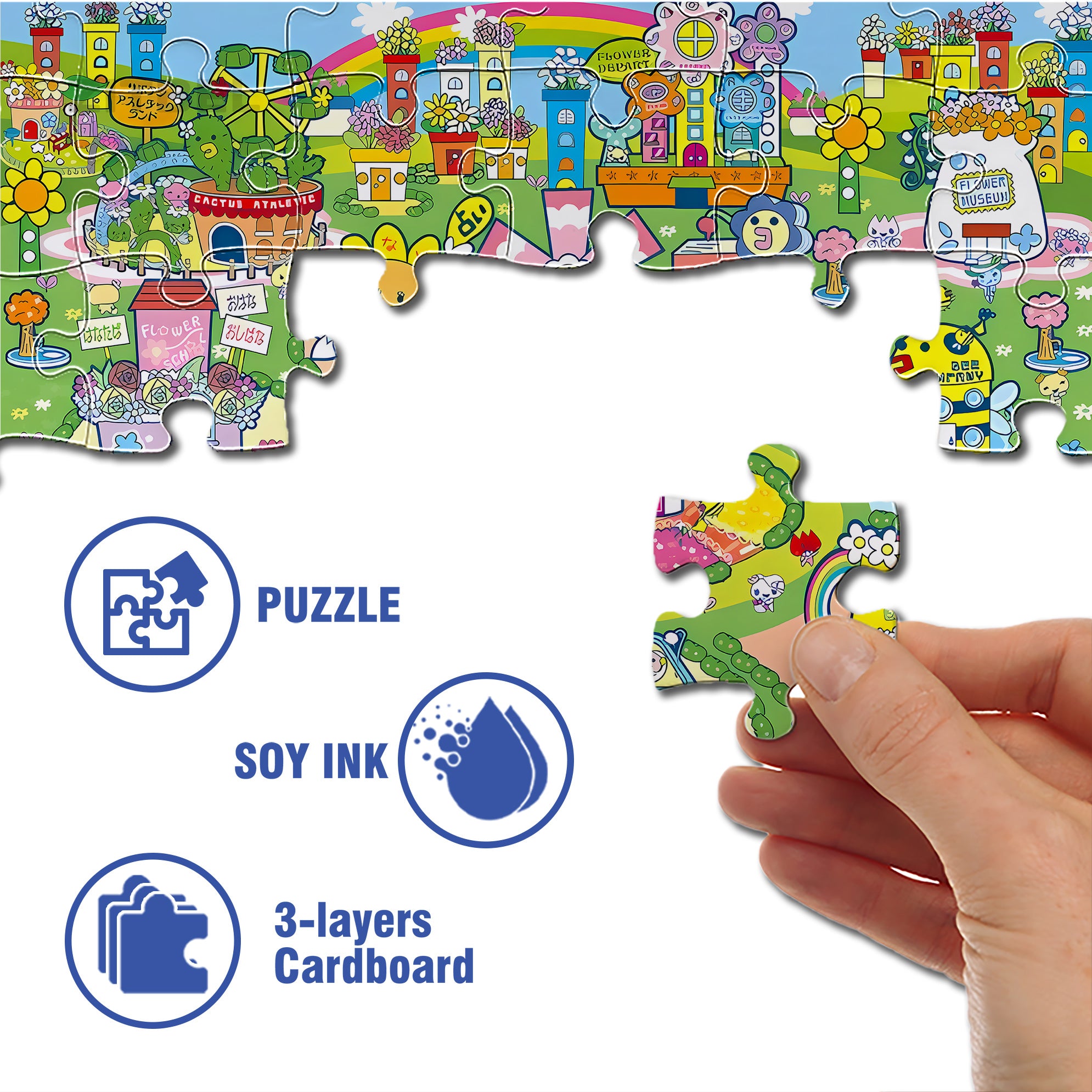Flower Hills 500pcs/1000pcs Jigsaw Puzzle, Scratch-Resistant, Interactive Family Game & Brain-Boosting DIY Decor, Perfect for Halloween, Christmas & New Year Gifts, Family Puzzle Game