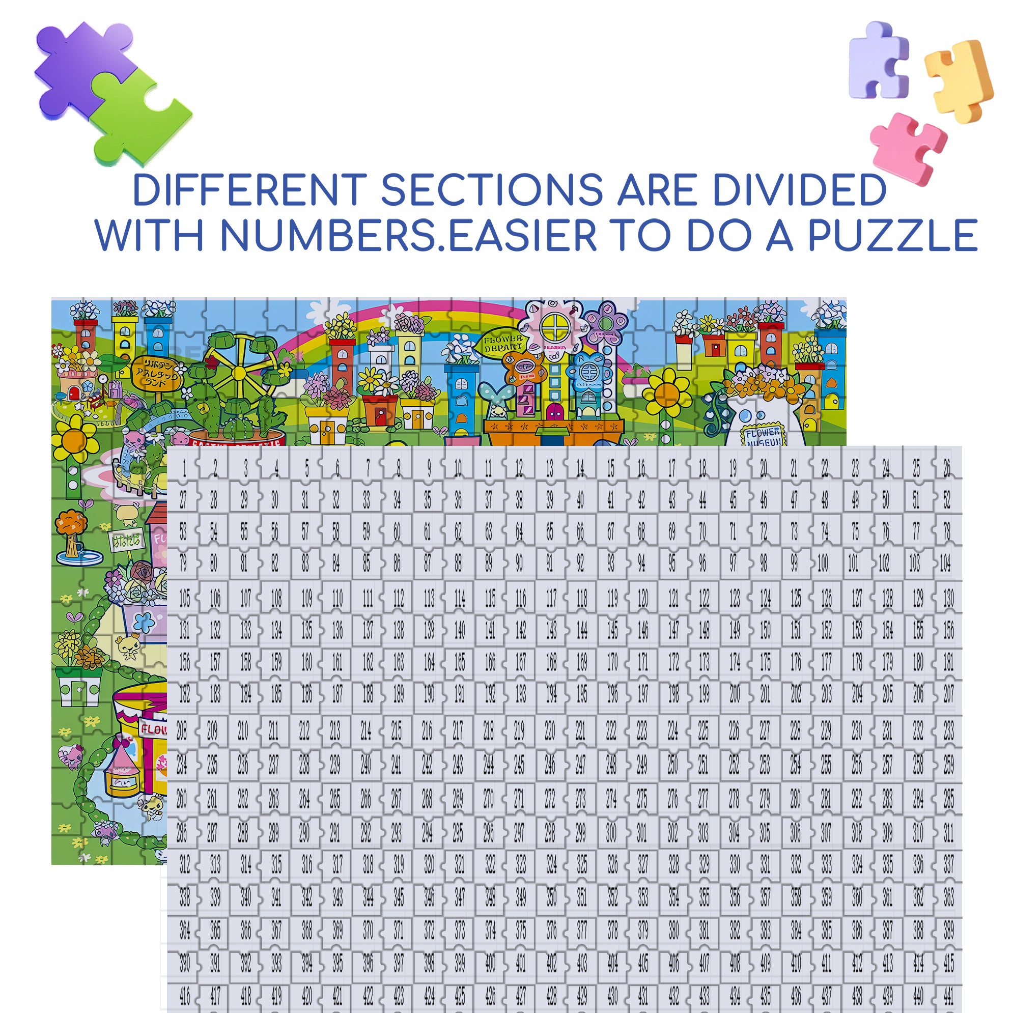 Flower Hills 500pcs/1000pcs Jigsaw Puzzle, Scratch-Resistant, Interactive Family Game & Brain-Boosting DIY Decor, Perfect for Halloween, Christmas & New Year Gifts, Family Puzzle Game