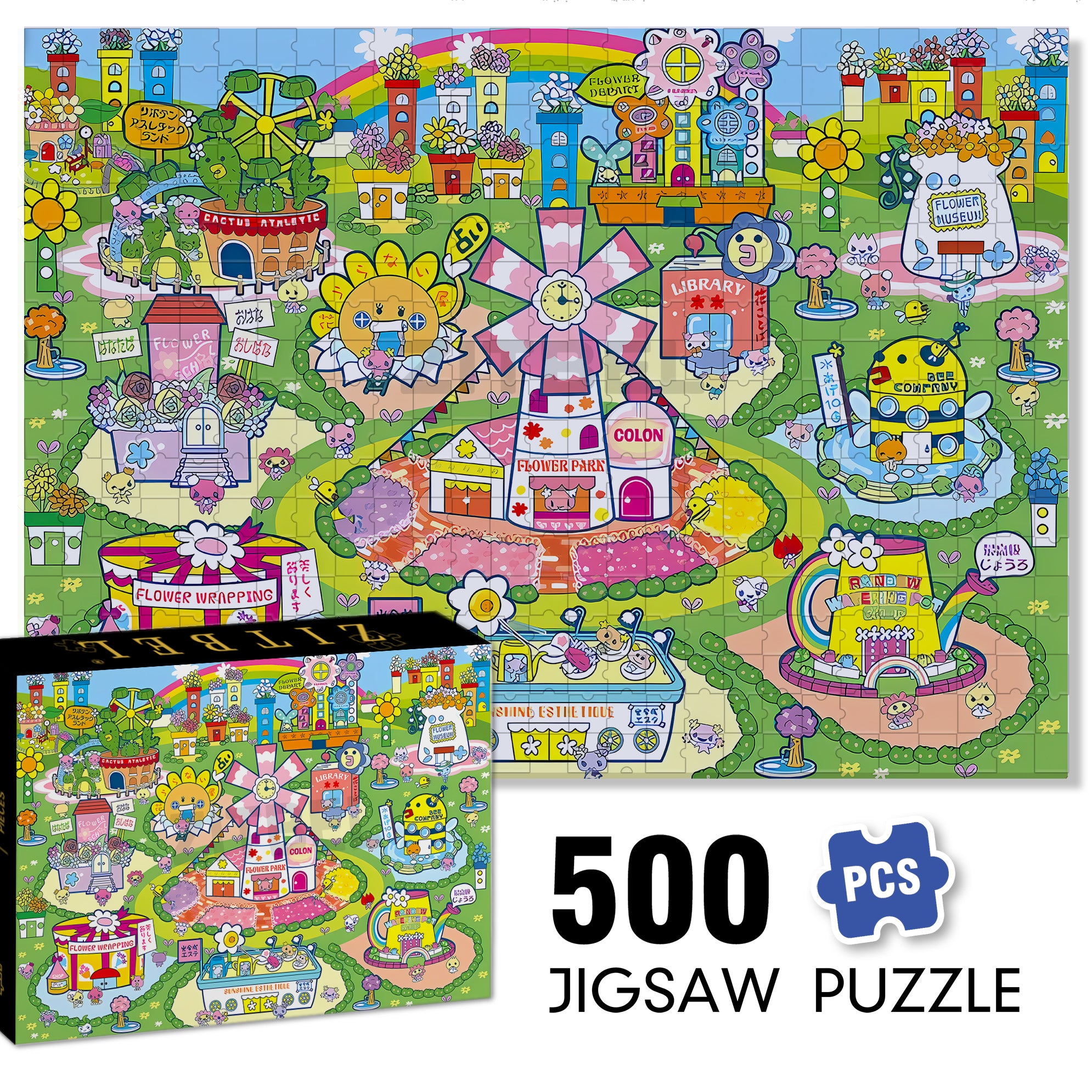 Flower Hills 500pcs/1000pcs Jigsaw Puzzle, Scratch-Resistant, Interactive Family Game & Brain-Boosting DIY Decor, Perfect for Halloween, Christmas & New Year Gifts, Family Puzzle Game