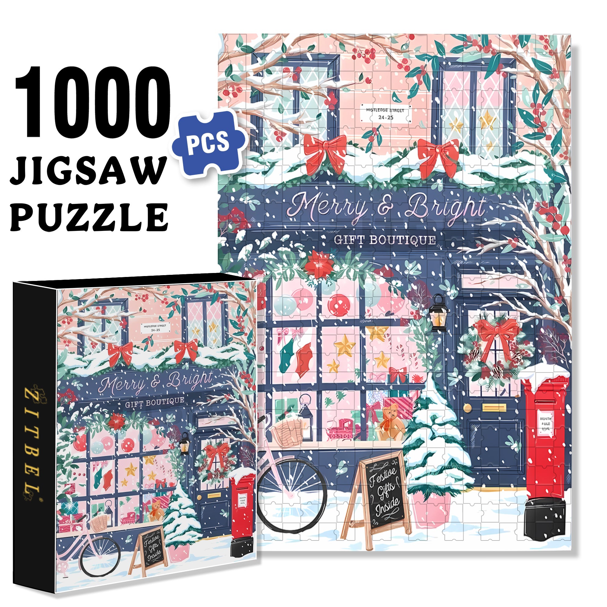 Gift Boutique 500pcs/1000pcs Jigsaw Puzzle, Scratch-Resistant, Interactive Family Game & Brain-Boosting DIY Decor, Perfect for Halloween, Christmas & New Year Gifts, Family Puzzle Game