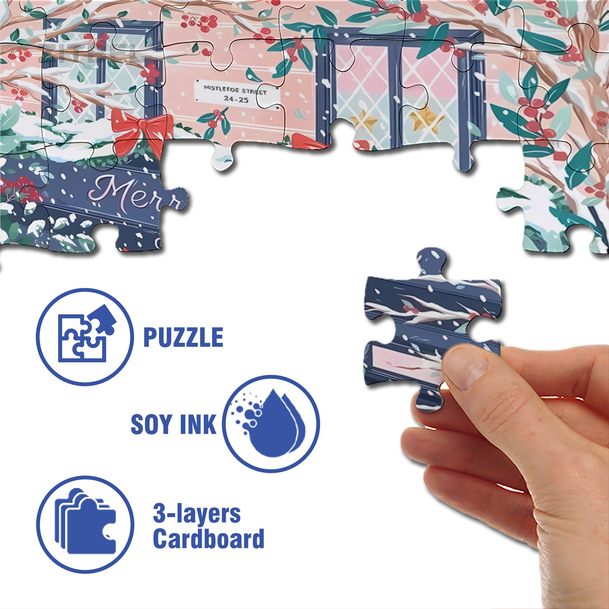 Gift Boutique 500pcs/1000pcs Jigsaw Puzzle, Scratch-Resistant, Interactive Family Game & Brain-Boosting DIY Decor, Perfect for Halloween, Christmas & New Year Gifts, Family Puzzle Game