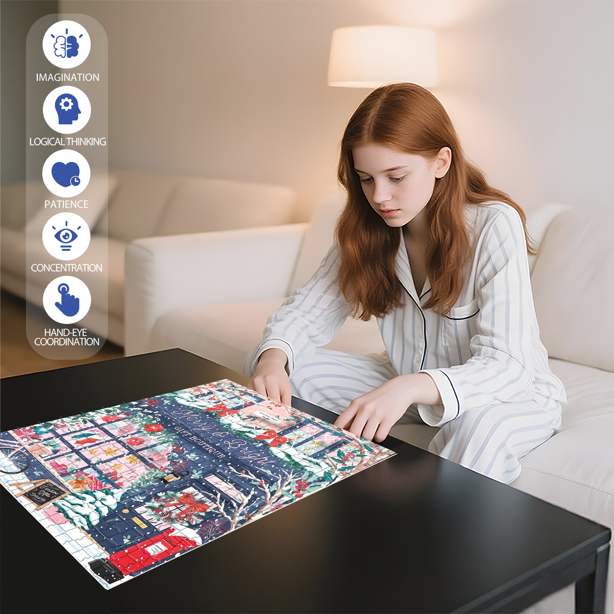 Gift Boutique 500pcs/1000pcs Jigsaw Puzzle, Scratch-Resistant, Interactive Family Game & Brain-Boosting DIY Decor, Perfect for Halloween, Christmas & New Year Gifts, Family Puzzle Game