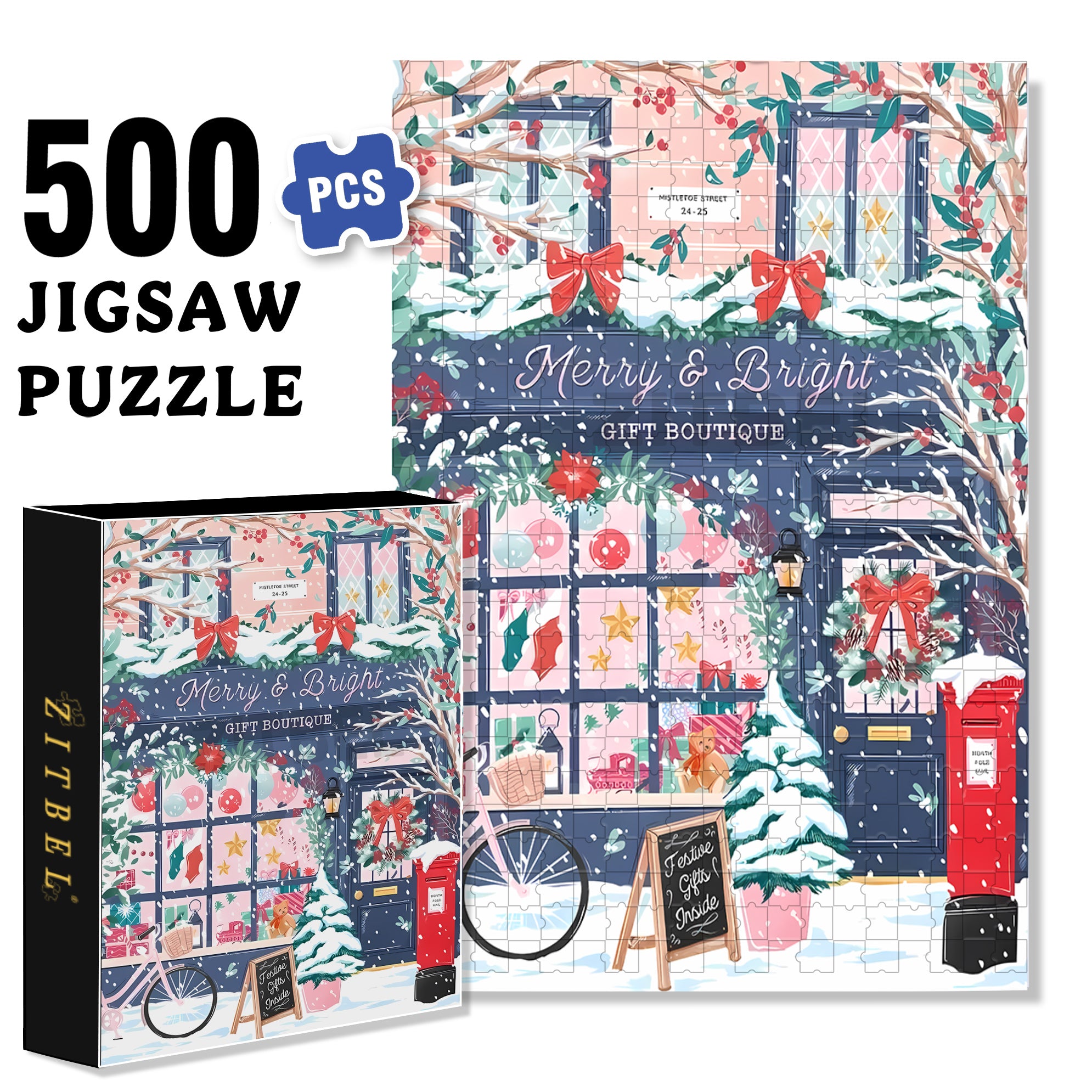Gift Boutique 500pcs/1000pcs Jigsaw Puzzle, Scratch-Resistant, Interactive Family Game & Brain-Boosting DIY Decor, Perfect for Halloween, Christmas & New Year Gifts, Family Puzzle Game